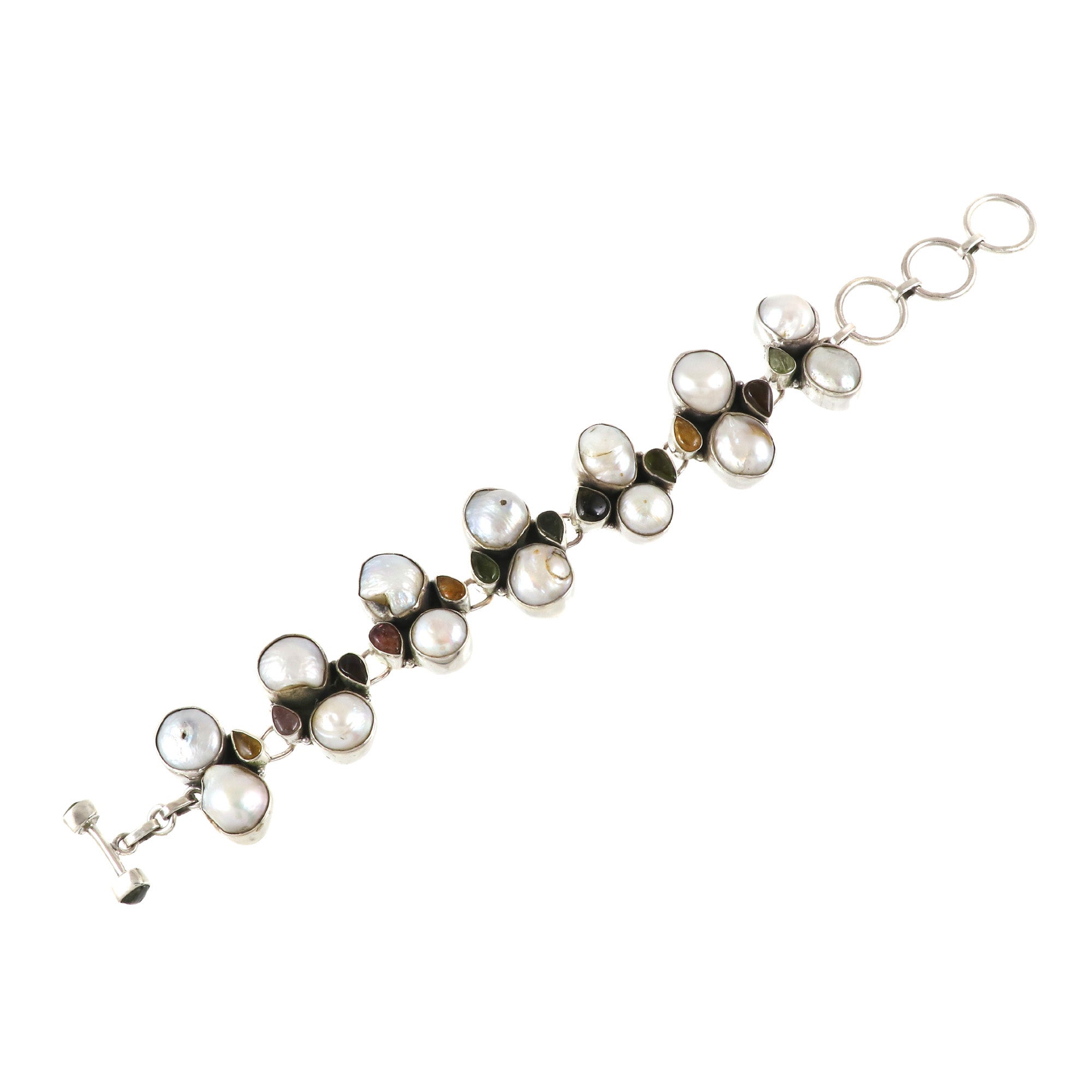 Natural Multi Stone Sterling Silver 925 Bracelet
