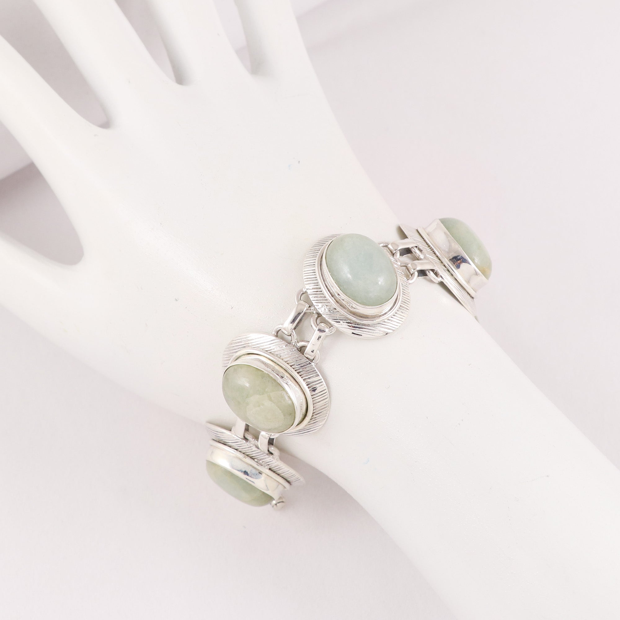 Natural Aquamarine Sterling Silver 925 Bracelet,