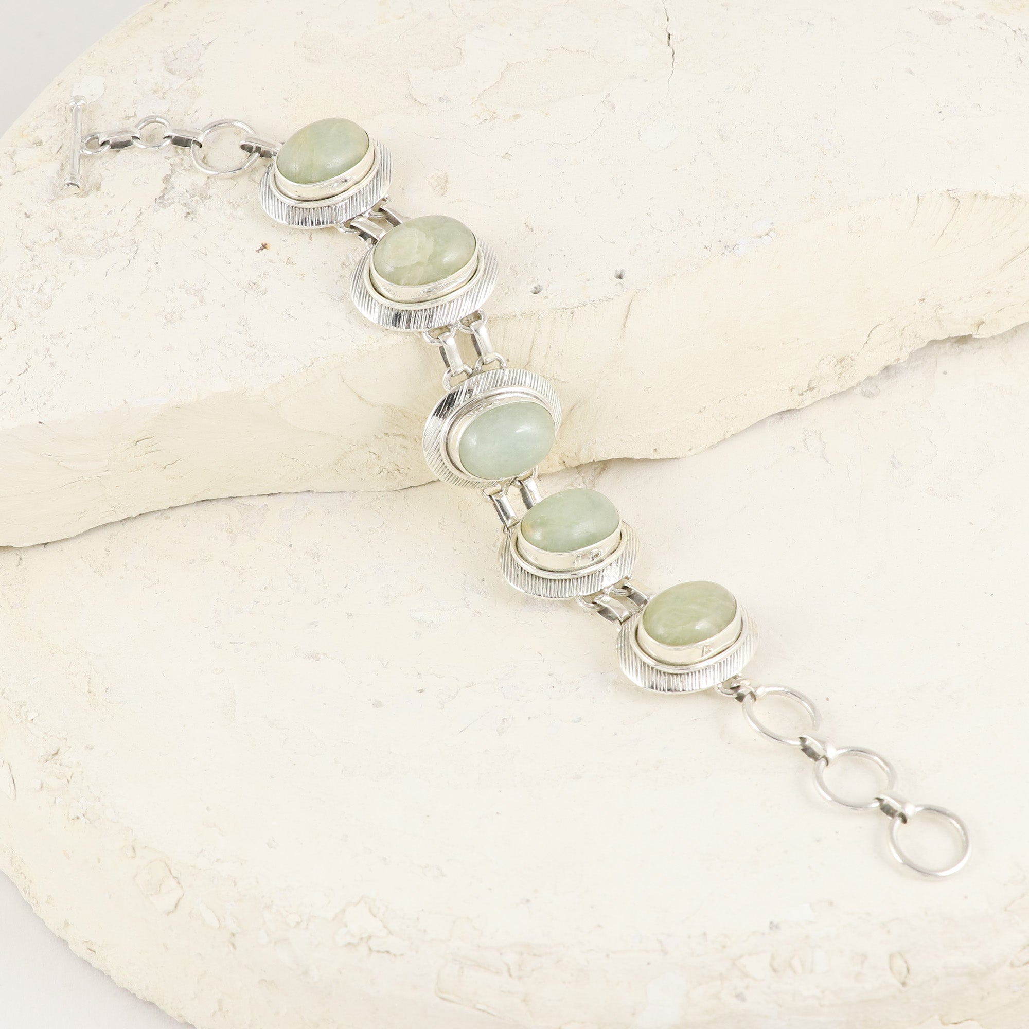 Natural Aquamarine Sterling Silver 925 Bracelet,