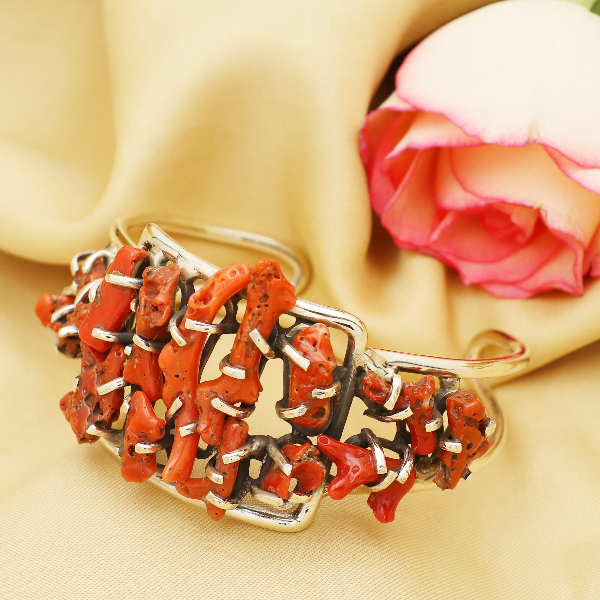 Square Coral Cuff