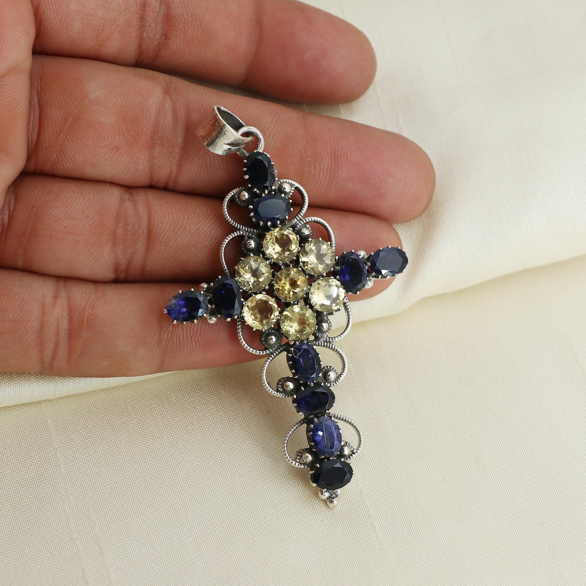Sterling Silver Multi Gemstone Pendant