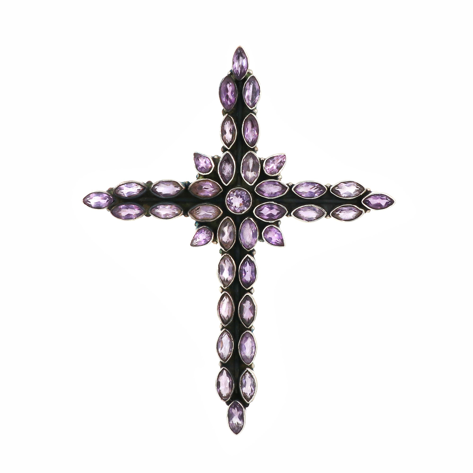 Sterling Silver Amethyst Gemstone Cross Pendant