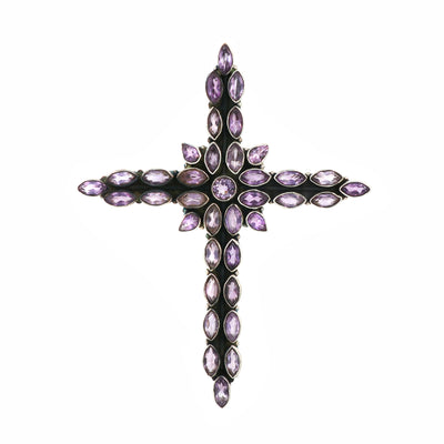 Sterling Silver Amethyst Gemstone Cross Pendant