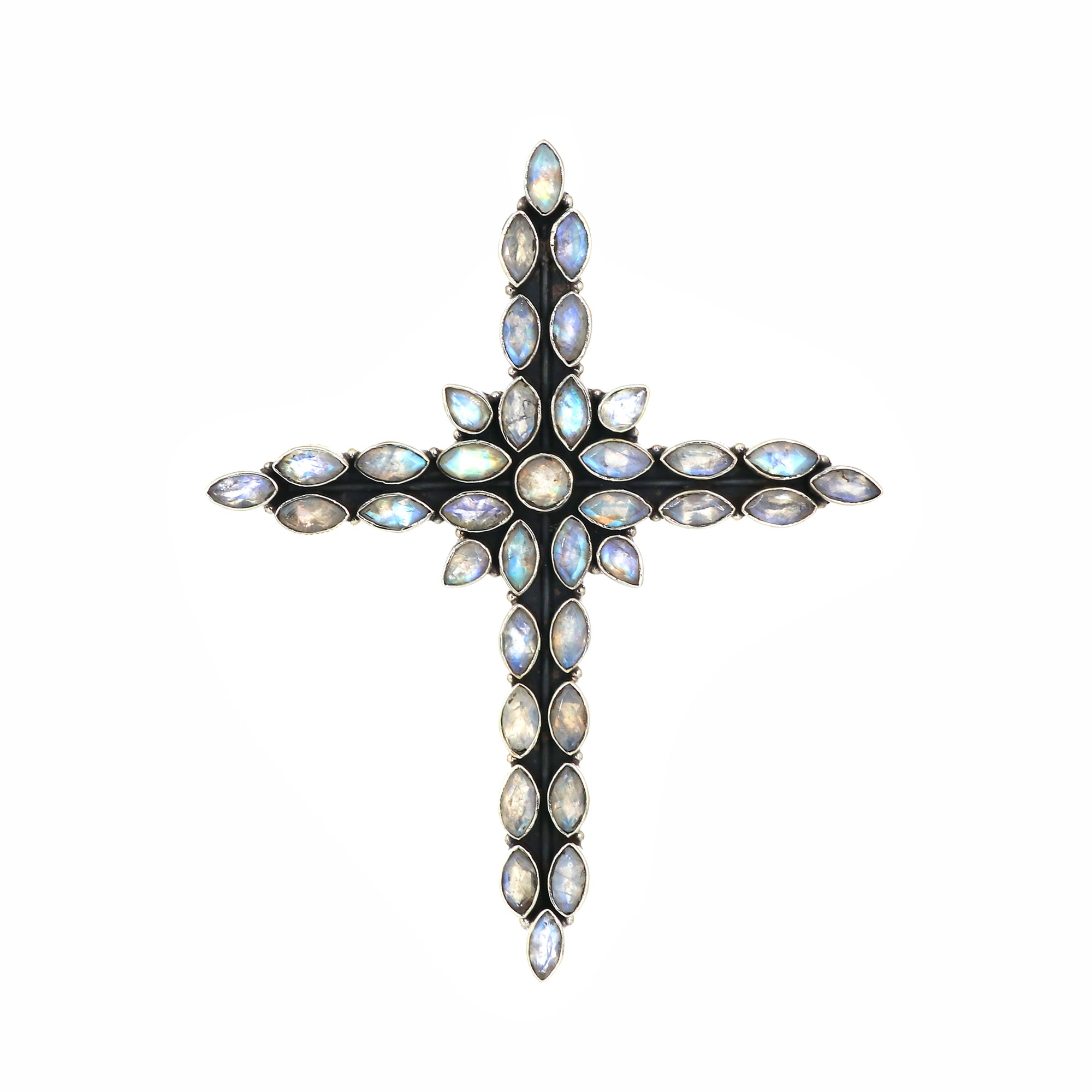Sterling Silver Moonstone Cross Pendant