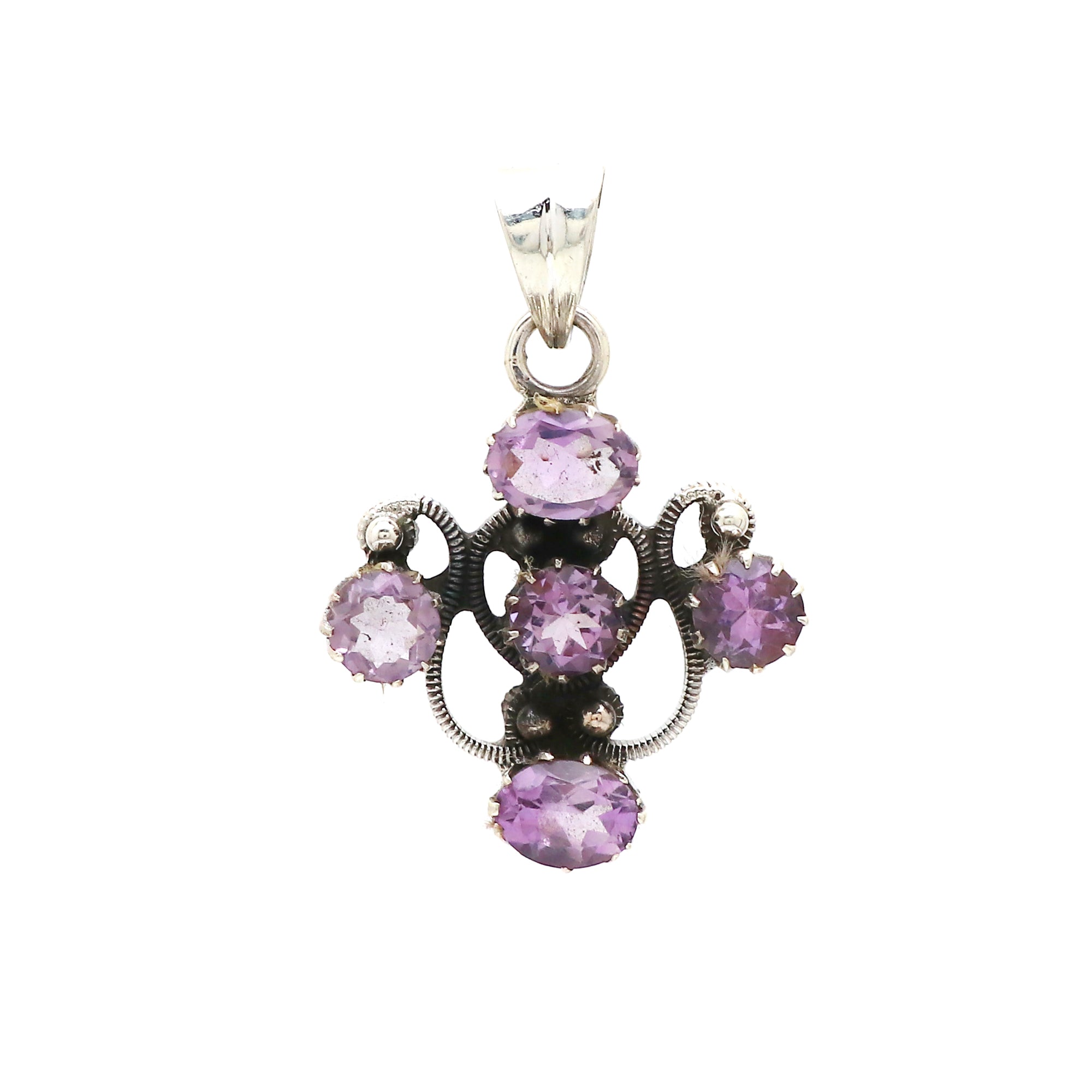 Sterling Silver Amethyst Gemstone Cross Pendant