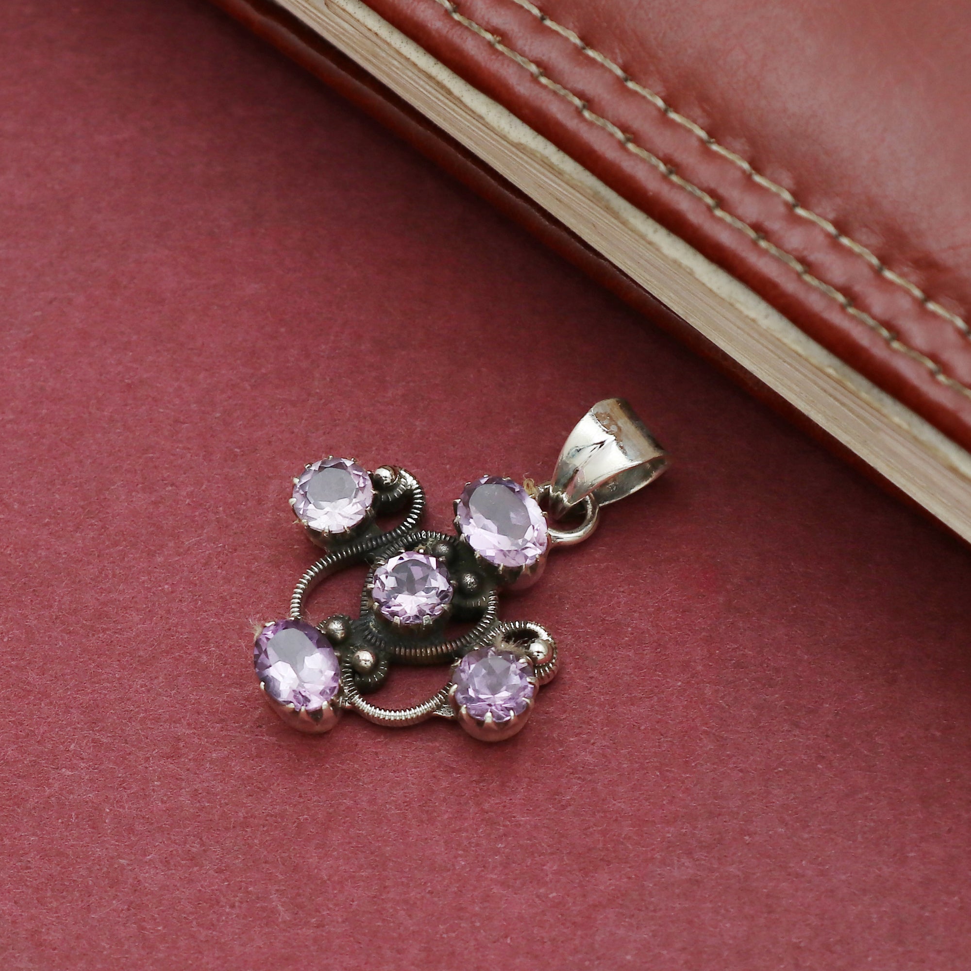 Sterling Silver Amethyst Gemstone Cross Pendant