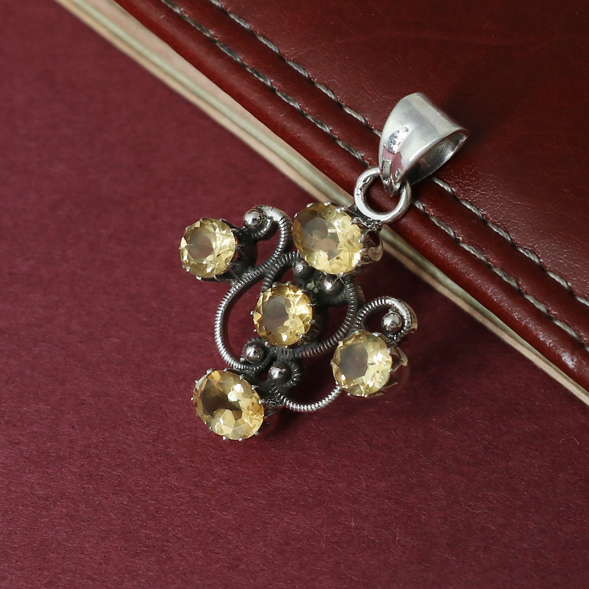 Sterling Silver Citrine Gemstone Cross Pendant