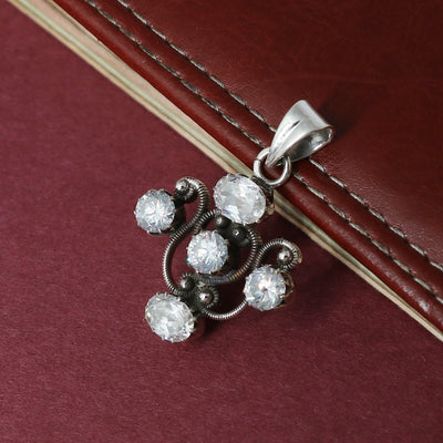 Sterling Silver Cubic Zirconia Gemstone Cross Pendant