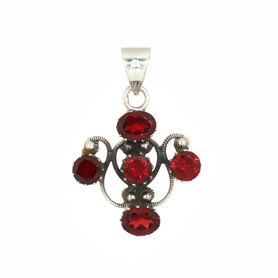 Sterling Silver Garnet Stone Cross Pendant