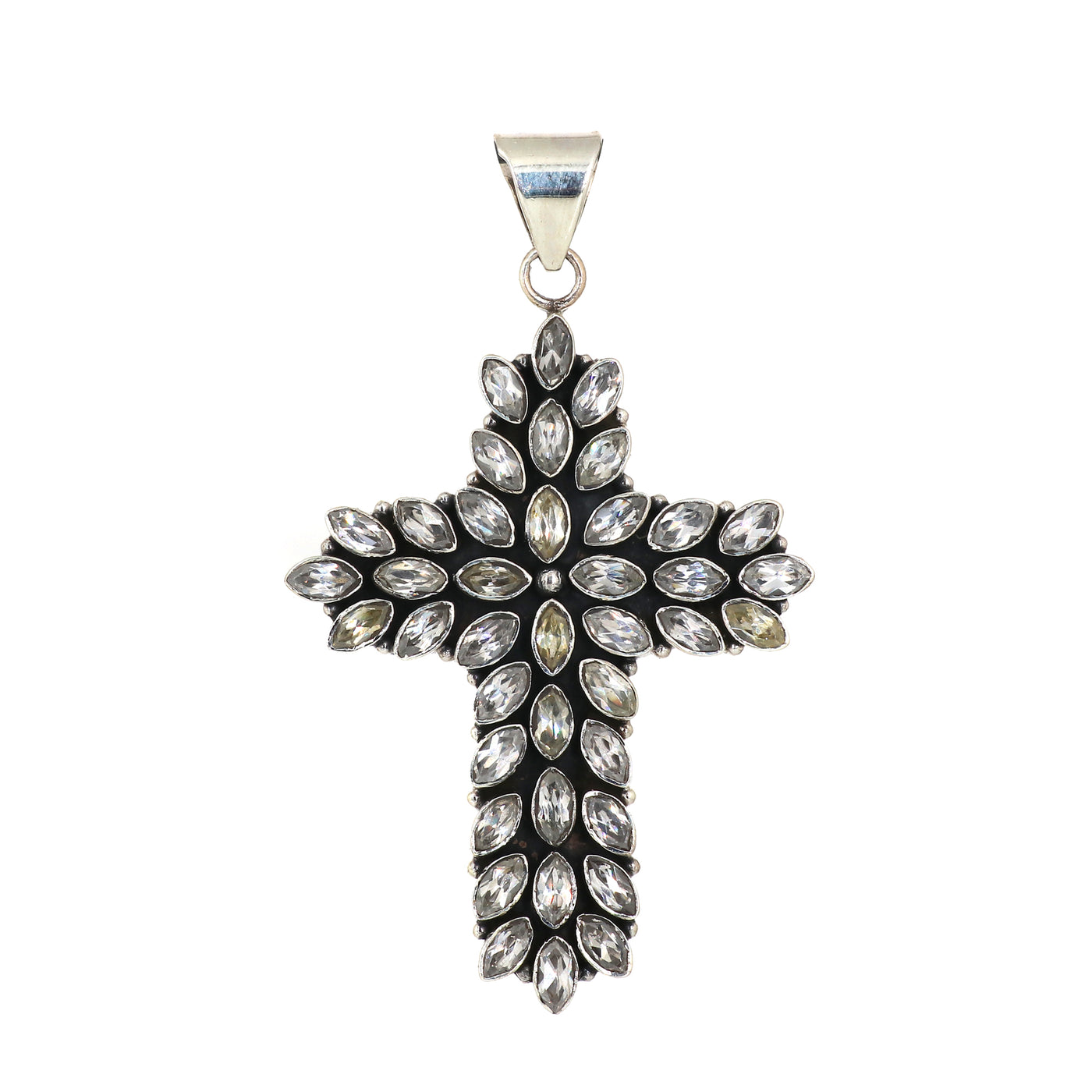 Sterling Silver Cubic Zirconia Gemstone Cross Pendant