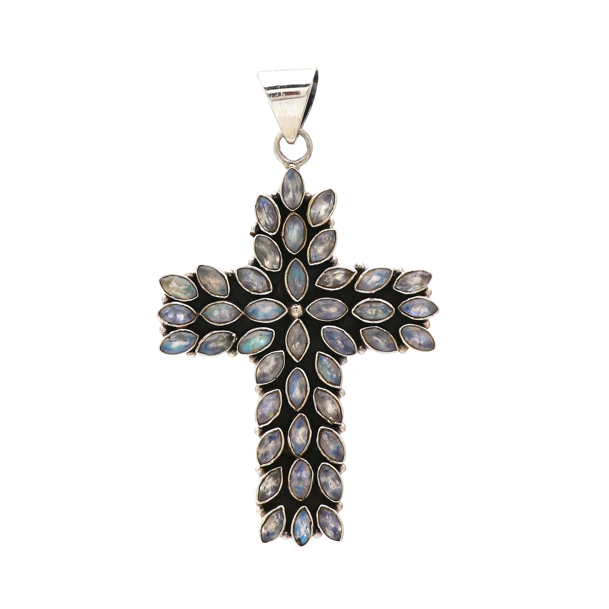 Sterling Silver Moonstone Cross Pendant