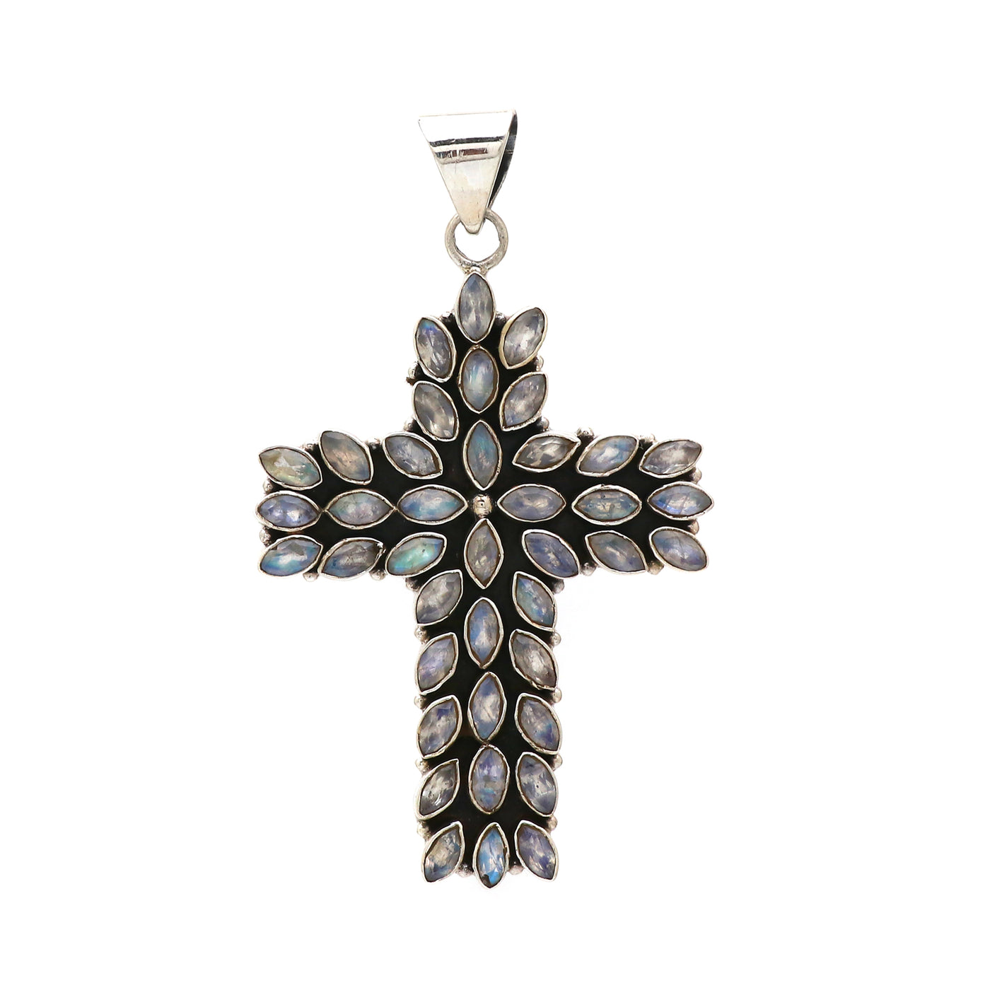 Sterling Silver Moonstone Cross Pendant