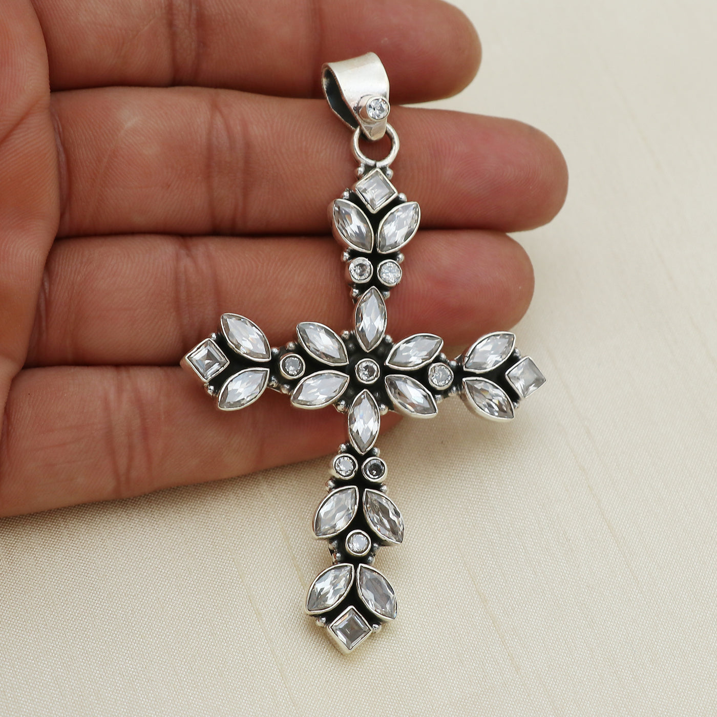 Designer Cubic Zirconia Cross Pendant