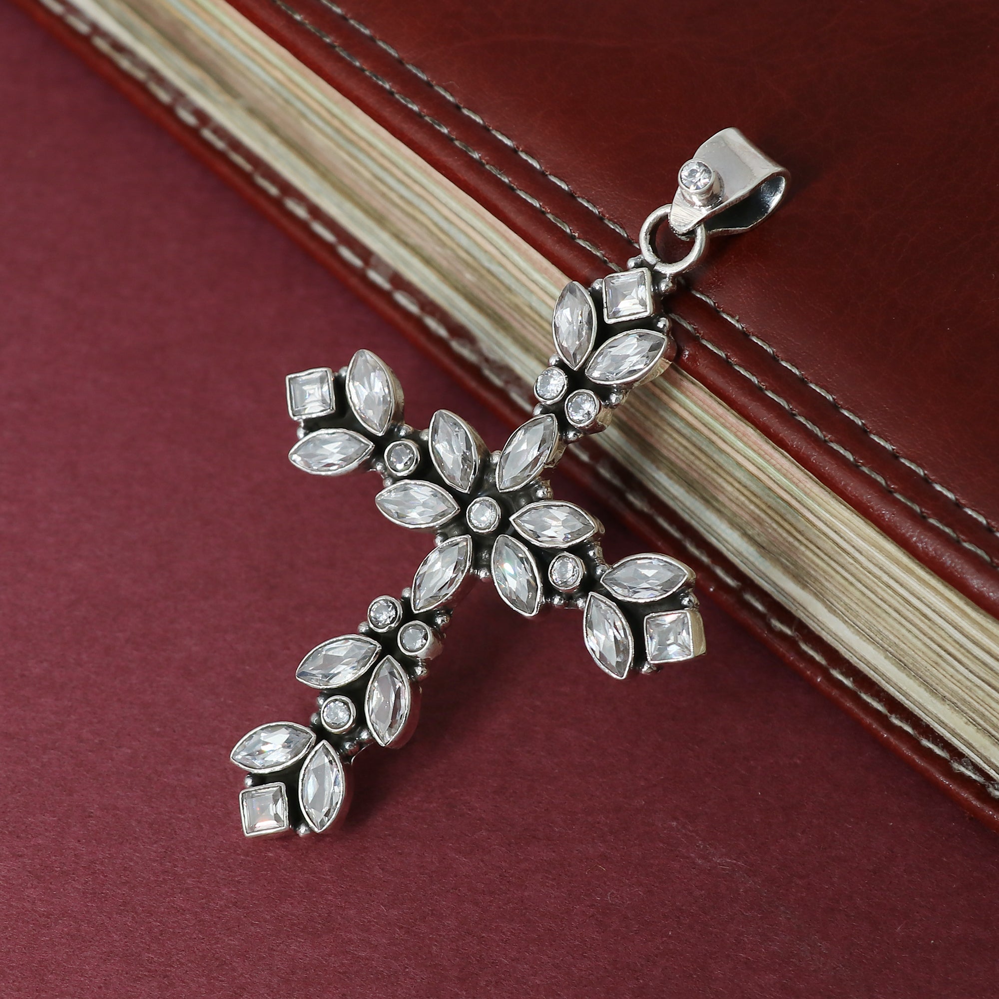 Designer Cubic Zirconia Cross Pendant