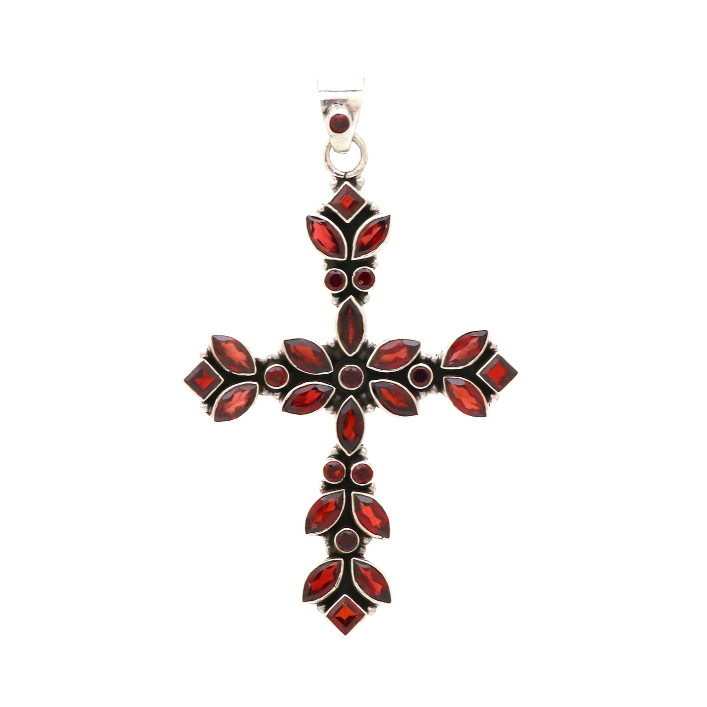 Designer Garnet Stone Cross Pendant