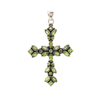 Designer Peridot Cross Pendant