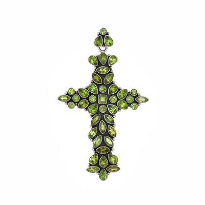 Designer Peridot Stone Cross Pendant