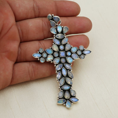 Designer Moonstone Cross Pendant