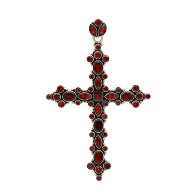 Designer Garnet Stone Cross Pendant