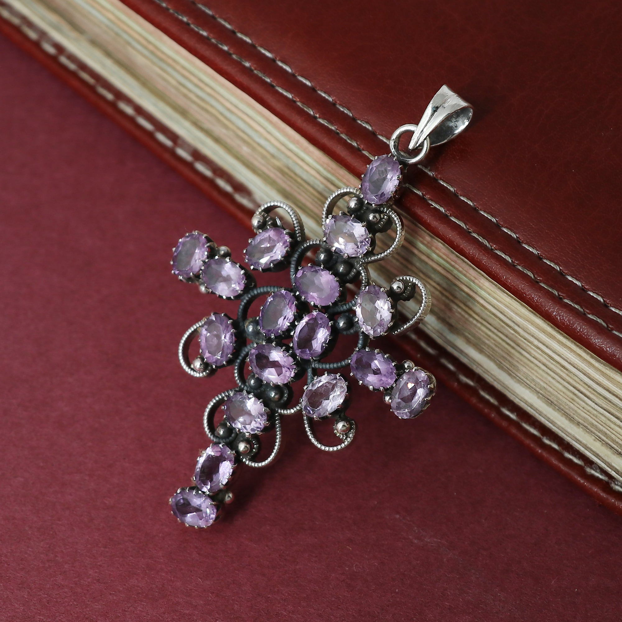 Designer Amethyst Stone Cross Pendant