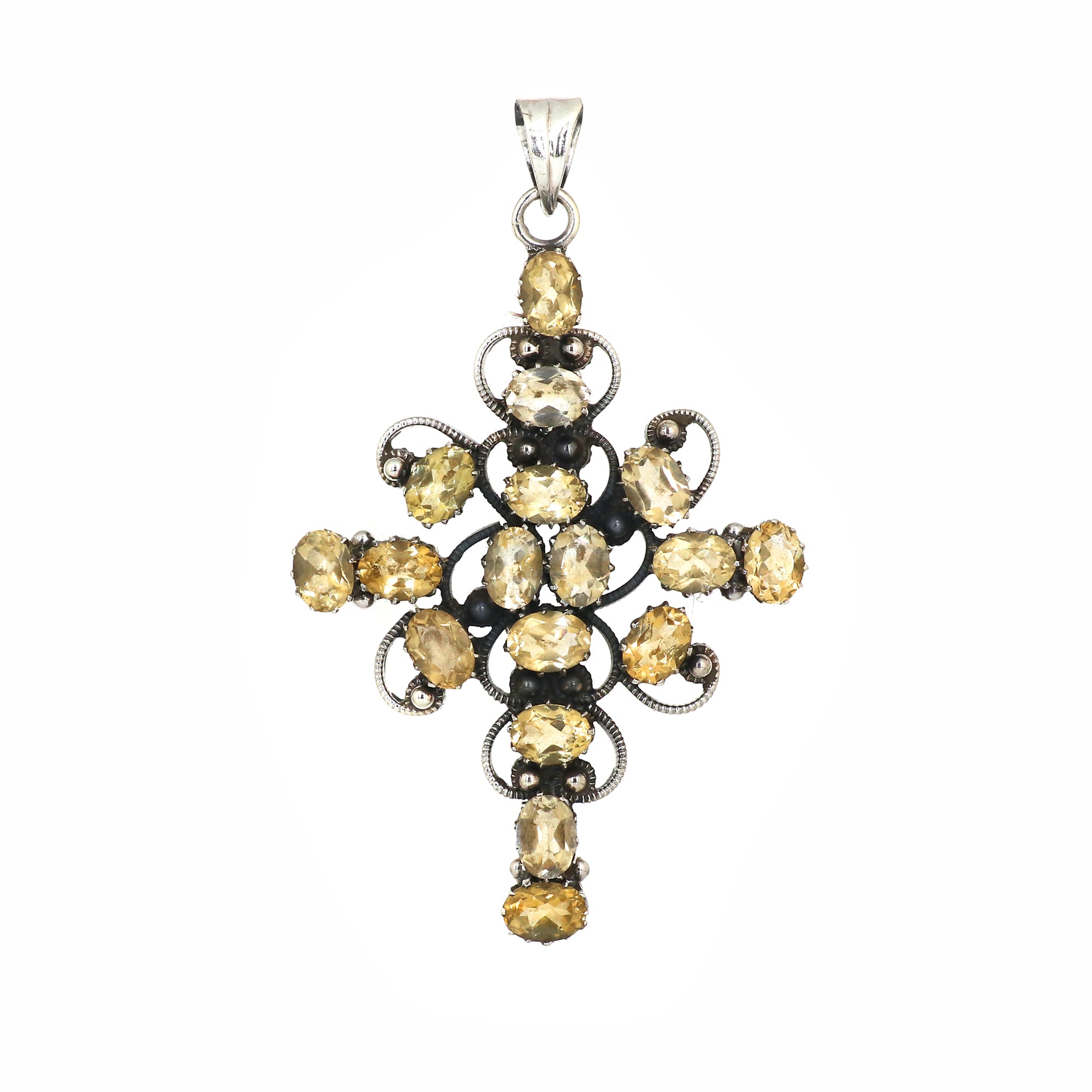 Designer Citrine Stone Cross Pendant