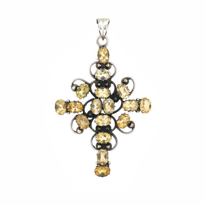 Designer Citrine Stone Cross Pendant