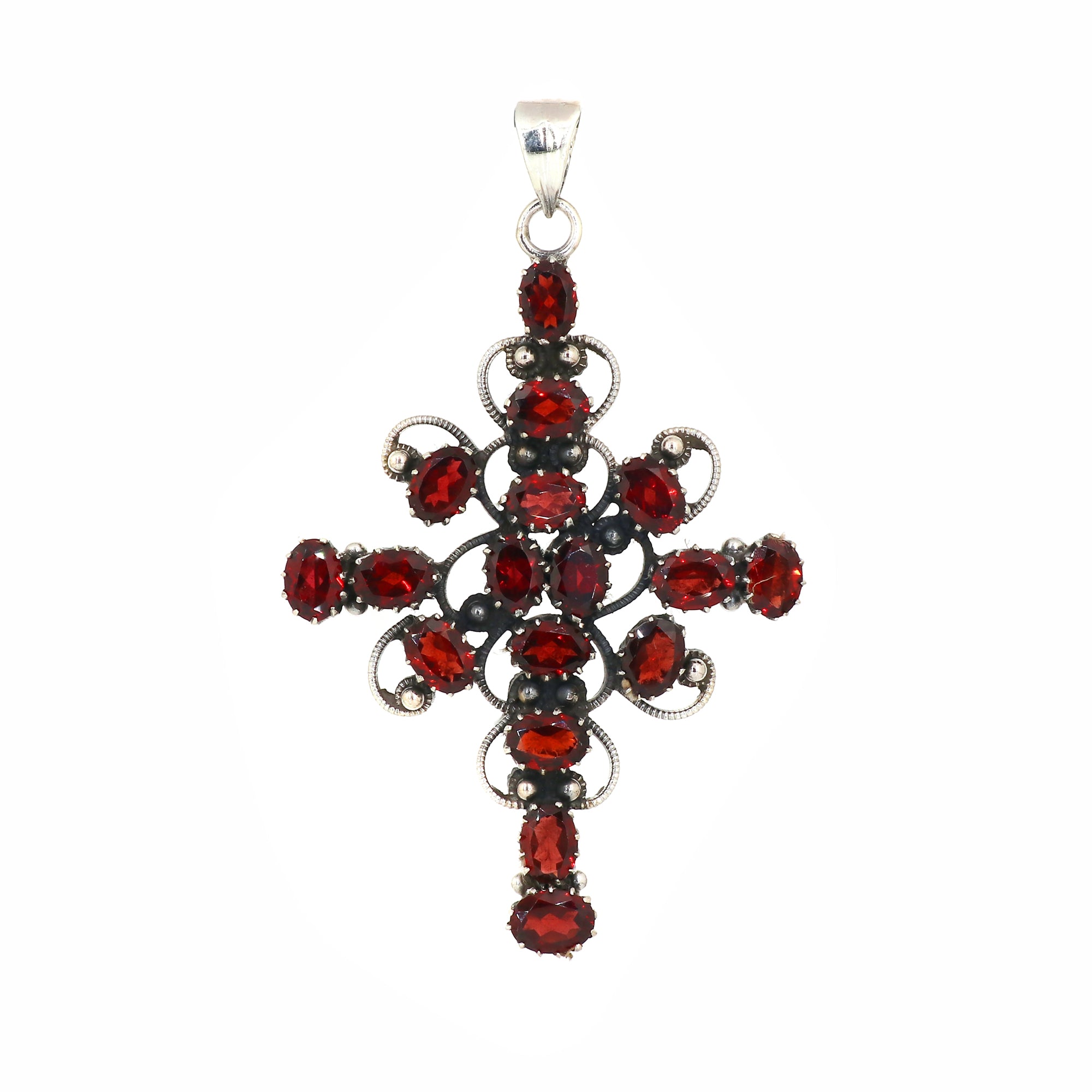 Designer Garnet Stone Cross Pendant
