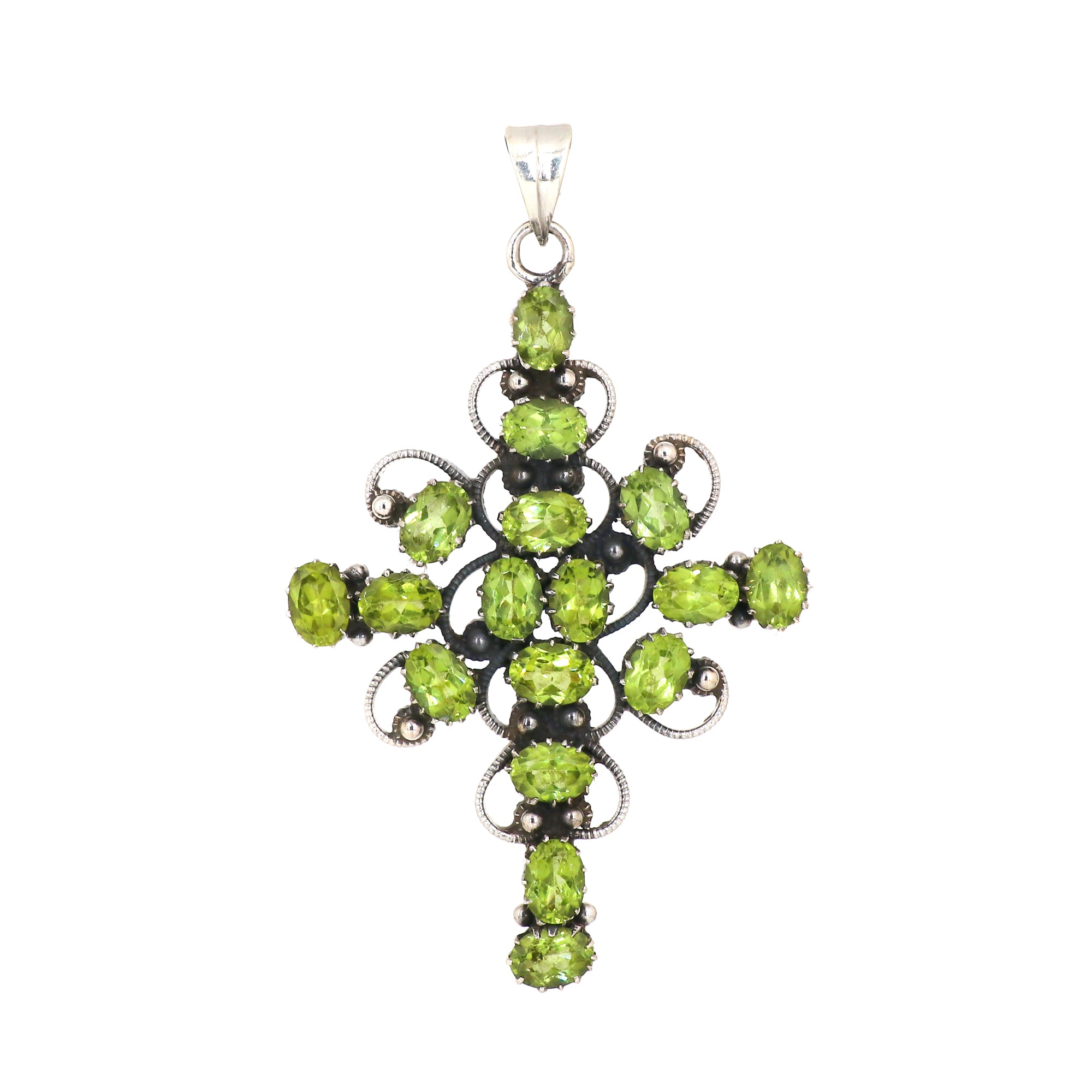 Designer Peridot Stone Cross Pendant