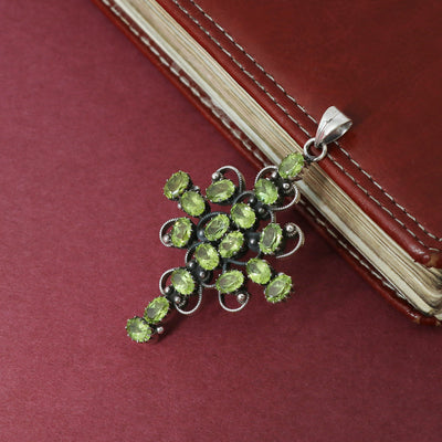 Designer Peridot Stone Cross Pendant