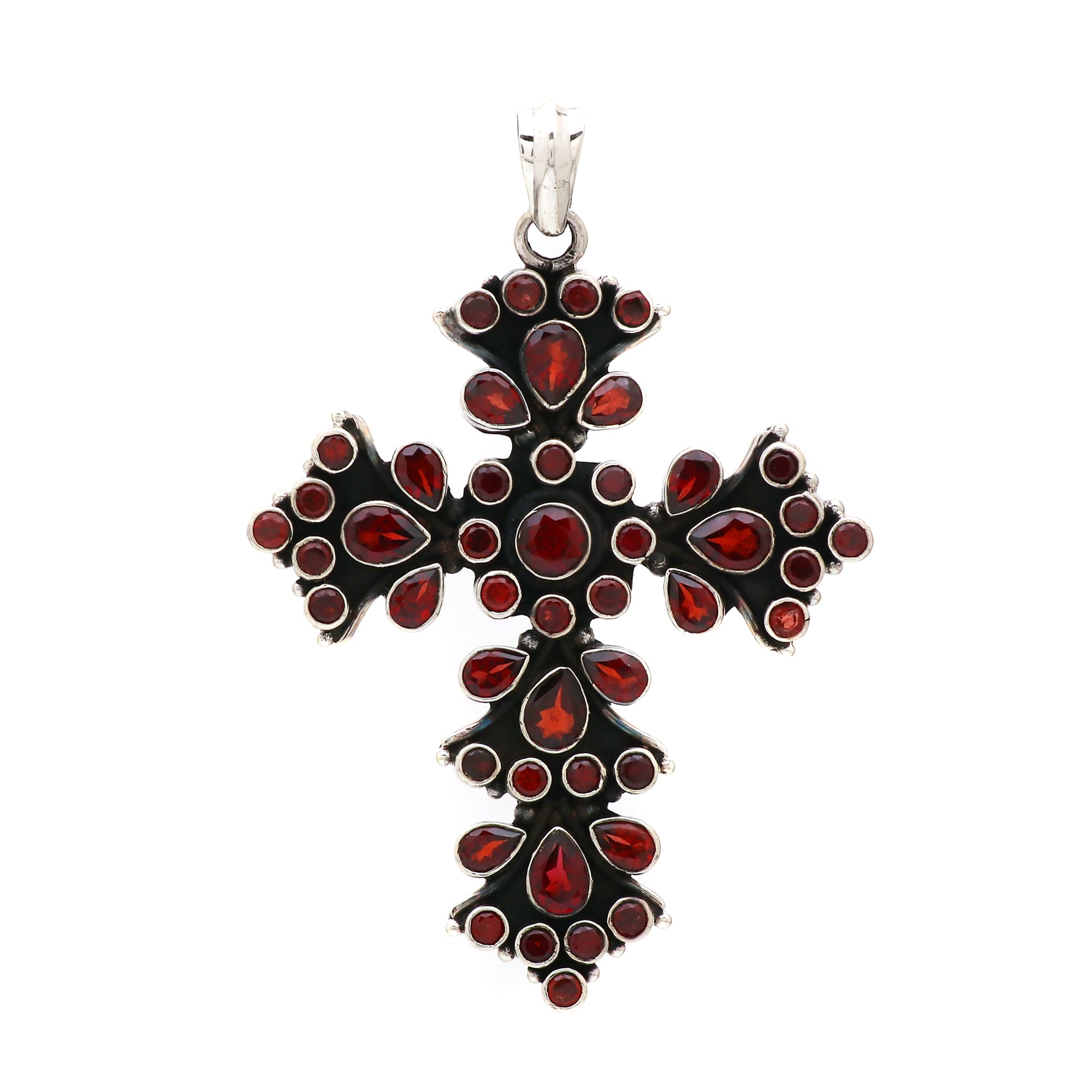 Designer Garnet Stone Cross Pendant