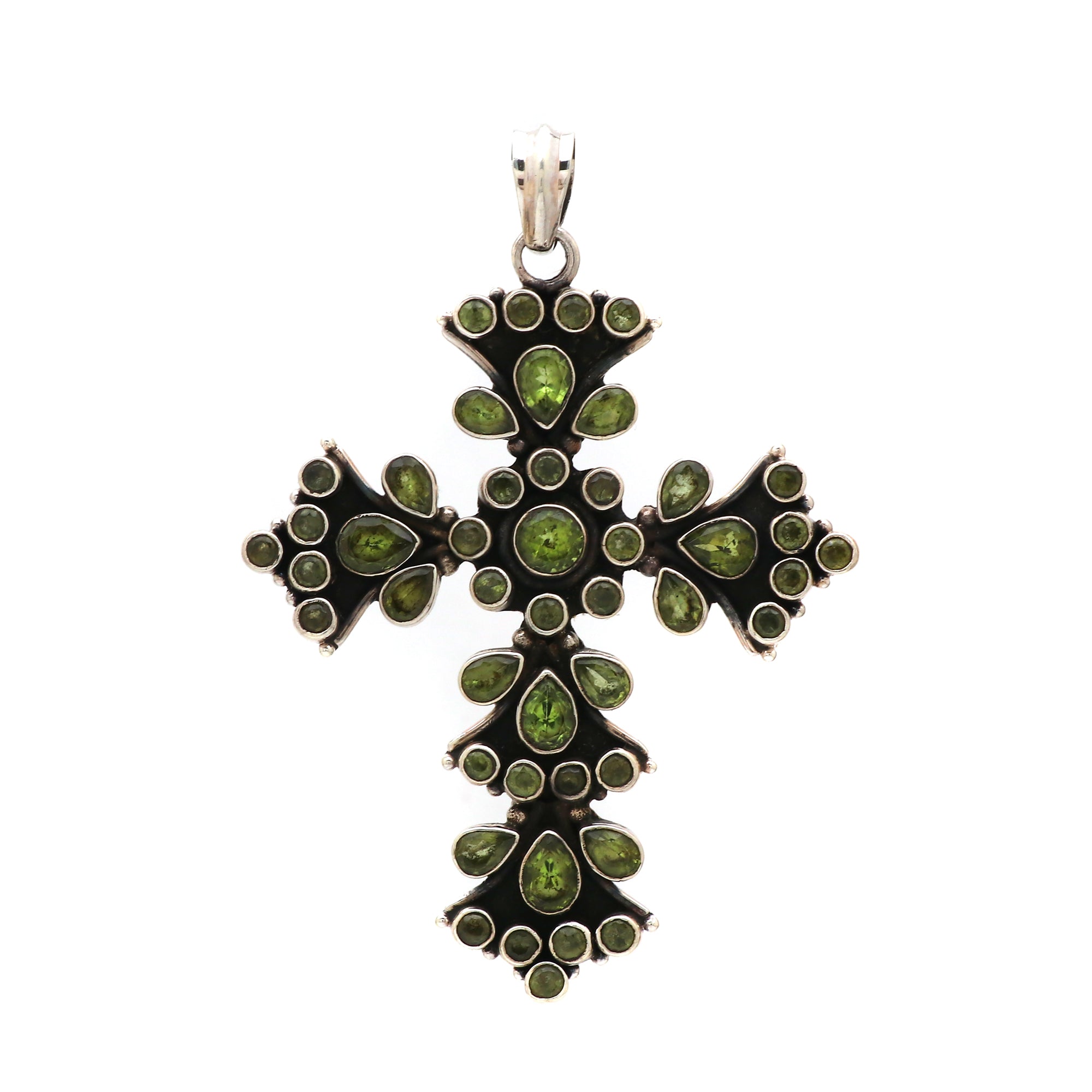 Designer Peridot Stone Cross Pendant