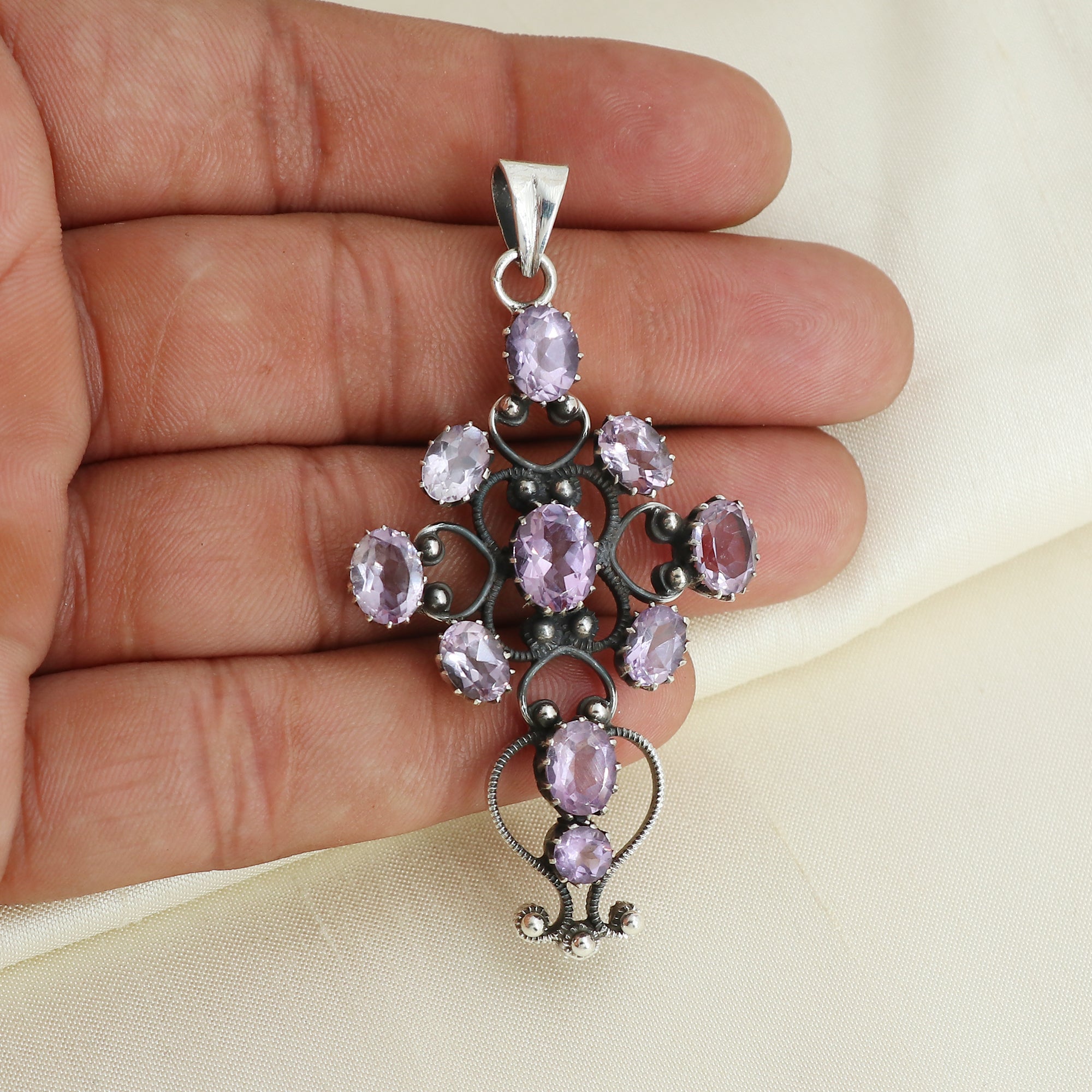 Sterling 925 Silver Amethyst Stone Pendant