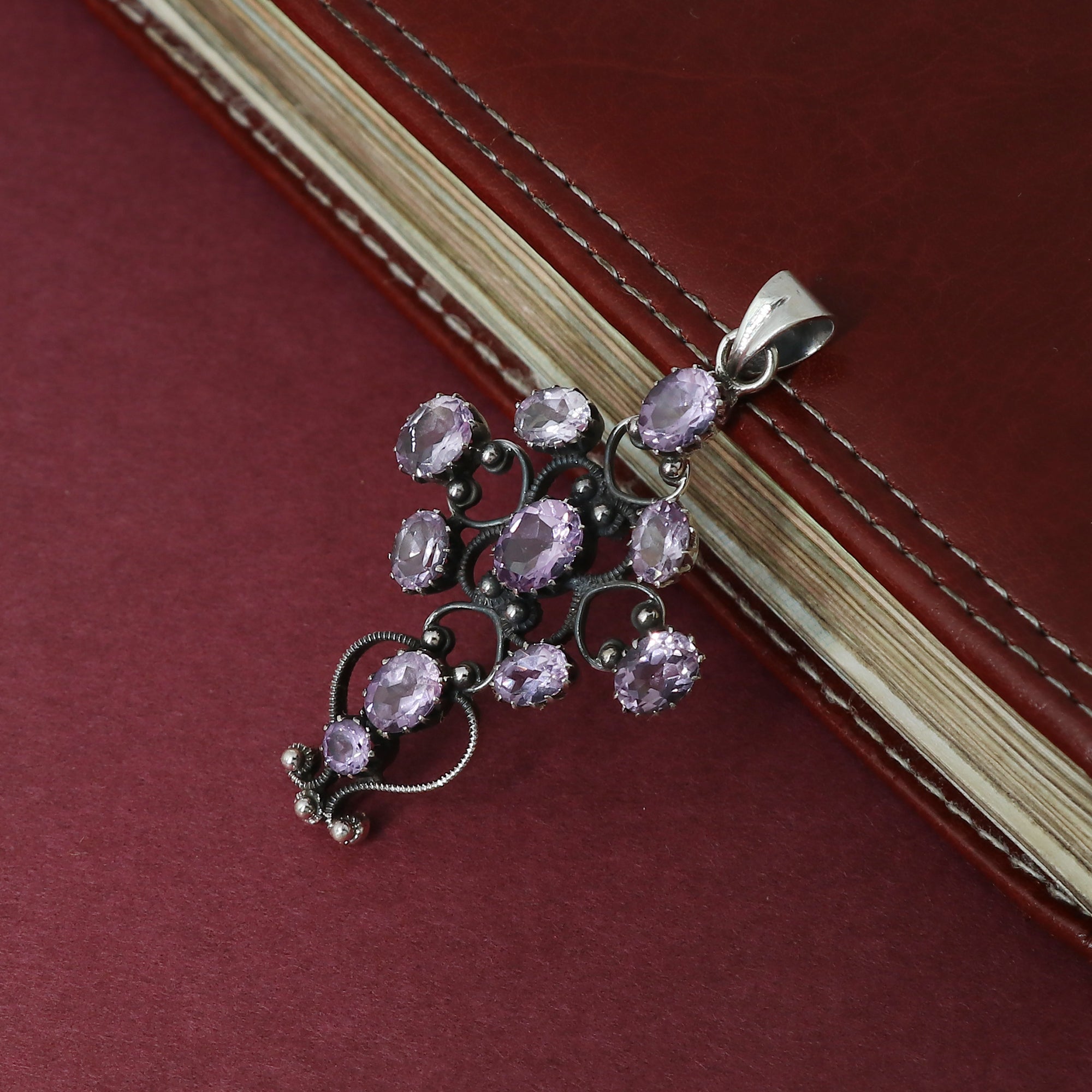 Sterling 925 Silver Amethyst Stone Pendant