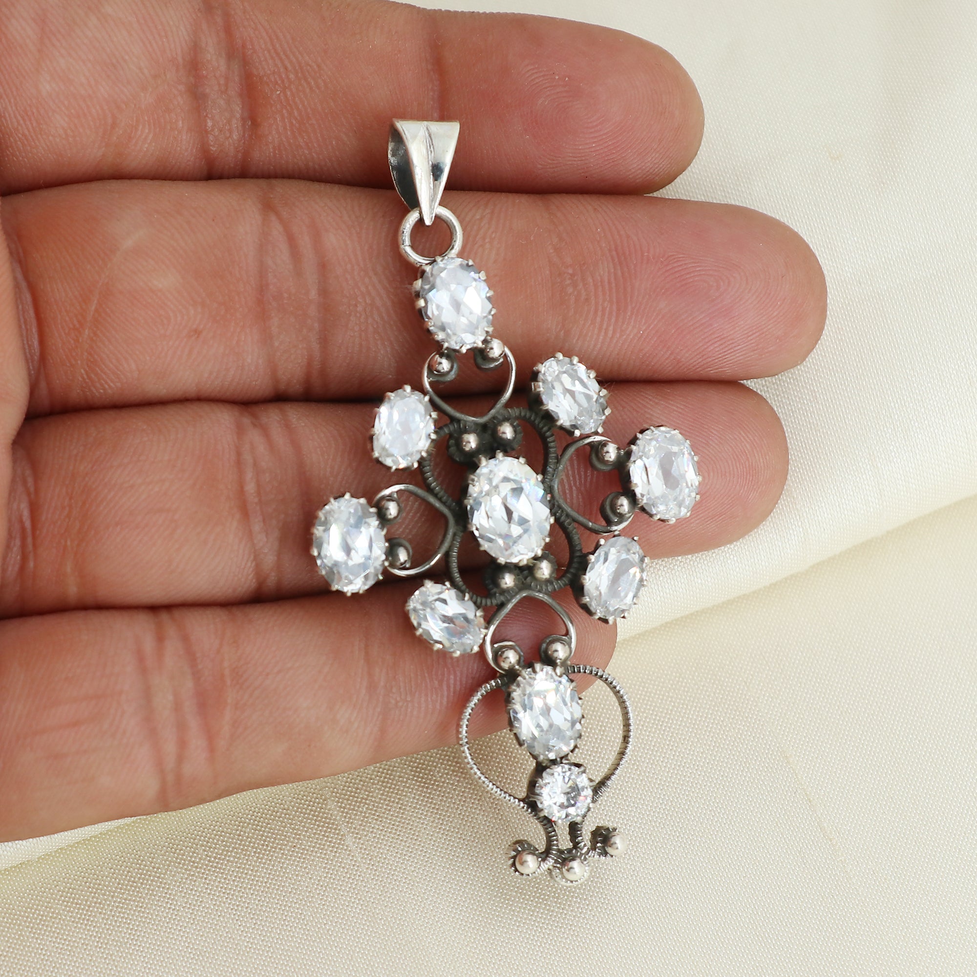 Sterling 925 Silver Cubic Zirconia Stone Pendant