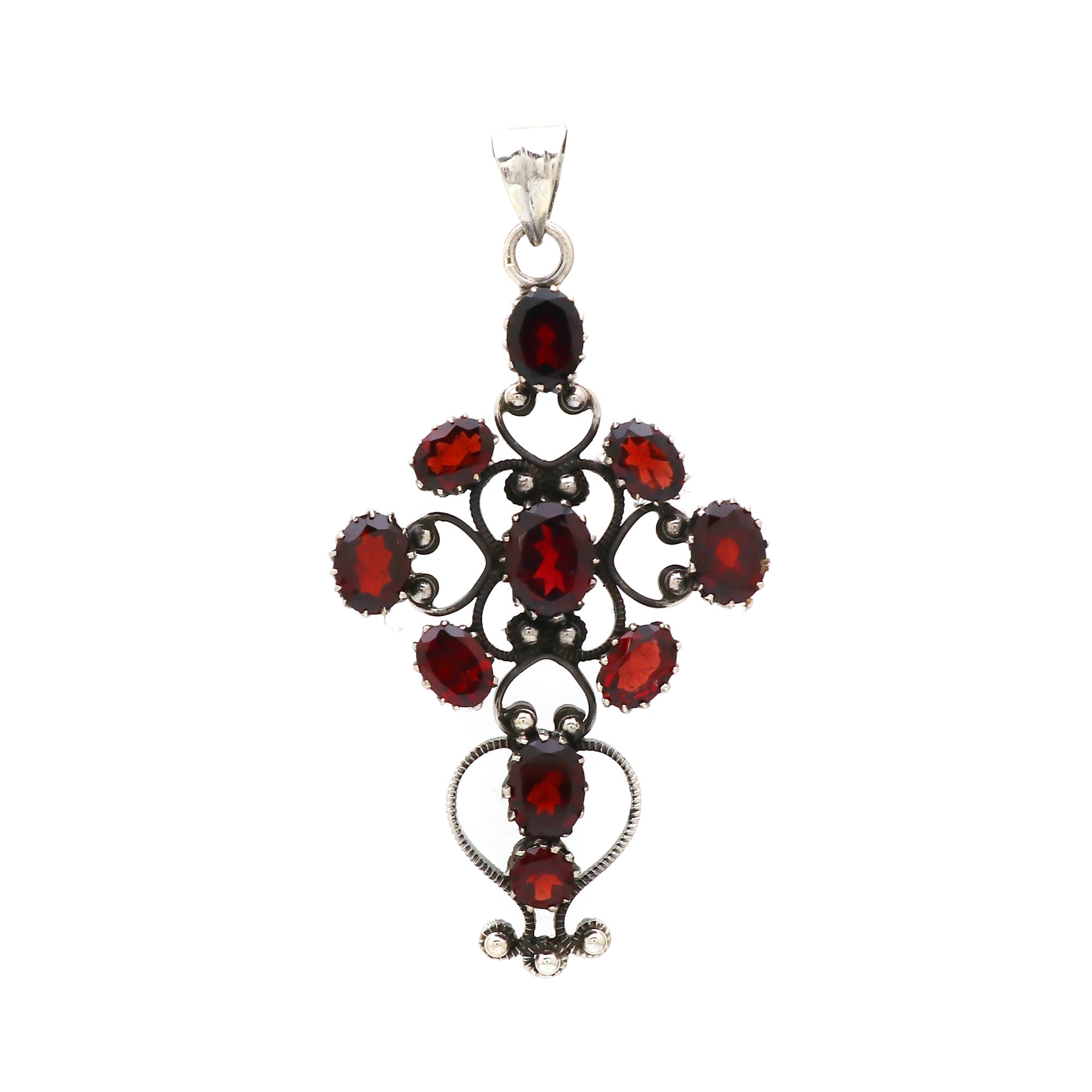 Sterling 925 Silver Garnet Stone Pendant