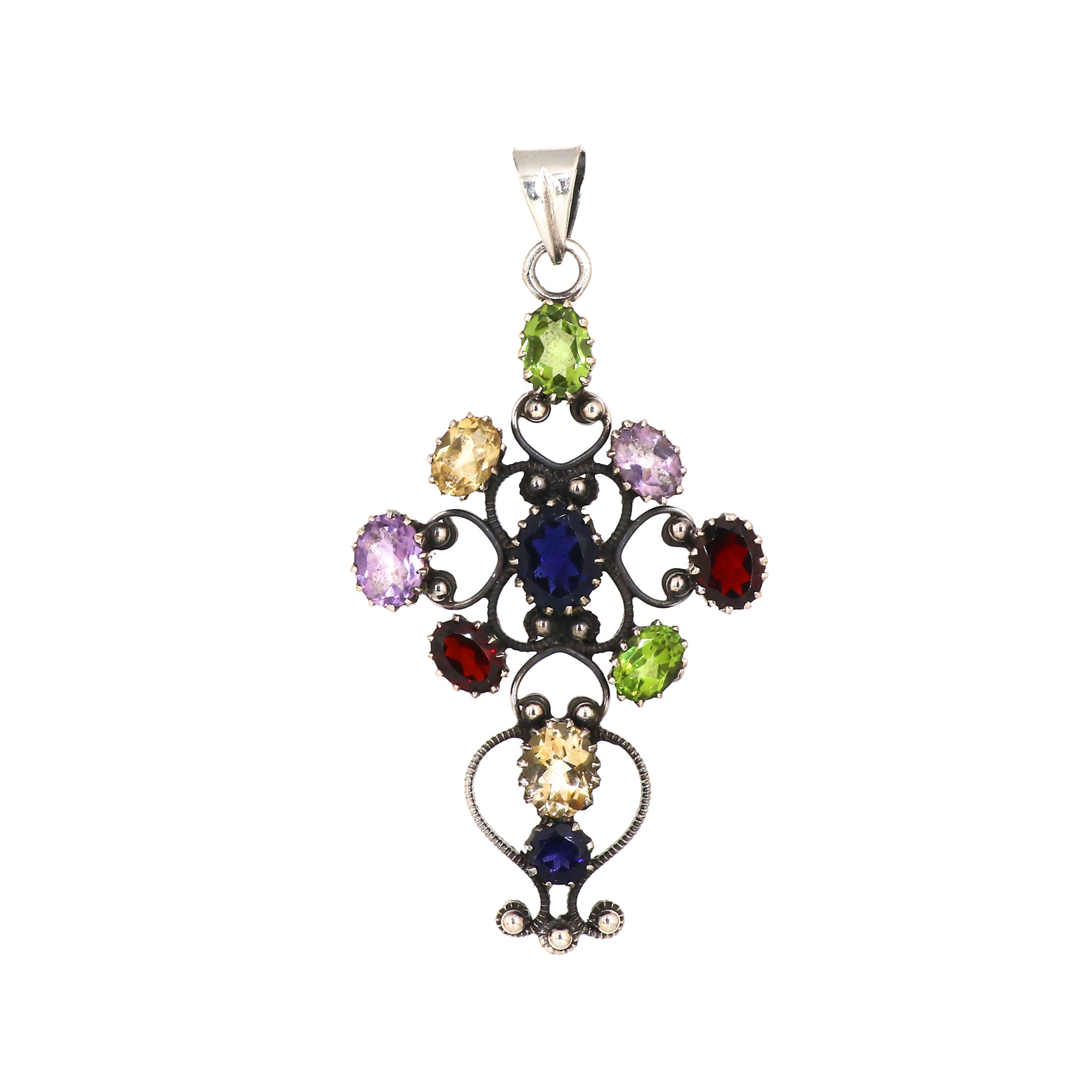 Sterling 925 Silver Multi Stone Pendant