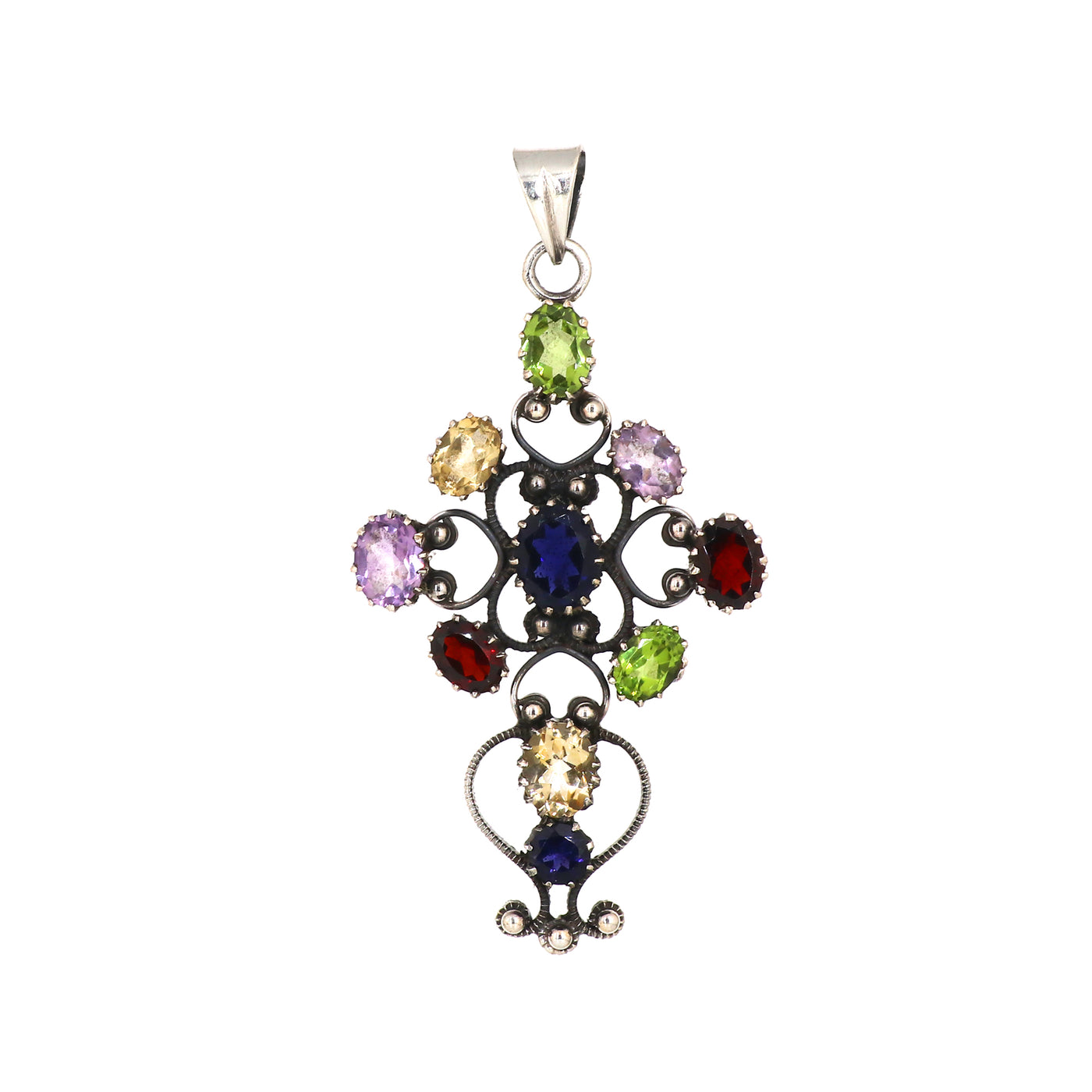 Sterling 925 Silver Multi Stone Pendant