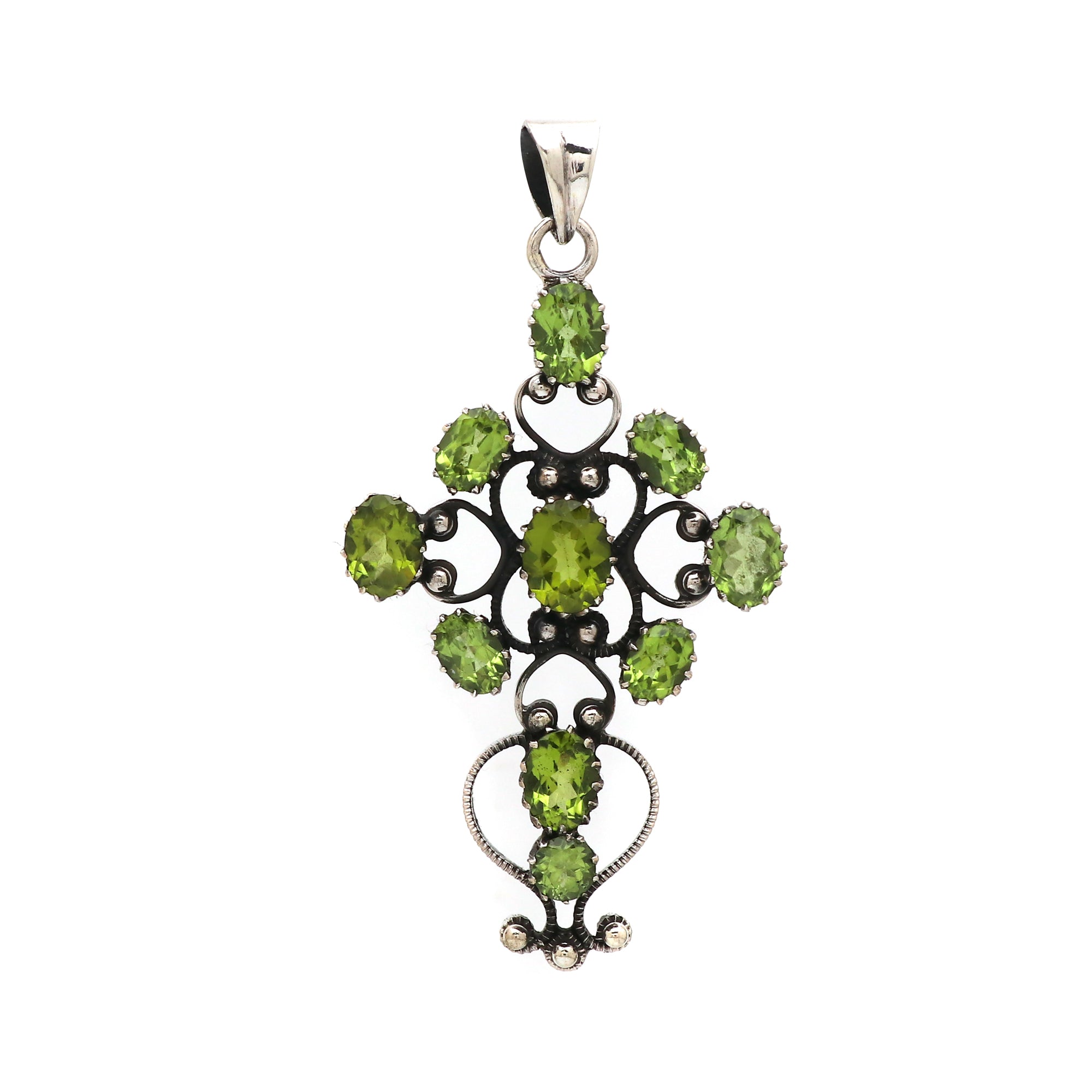 Sterling 925 Silver Peridot Stone Pendant
