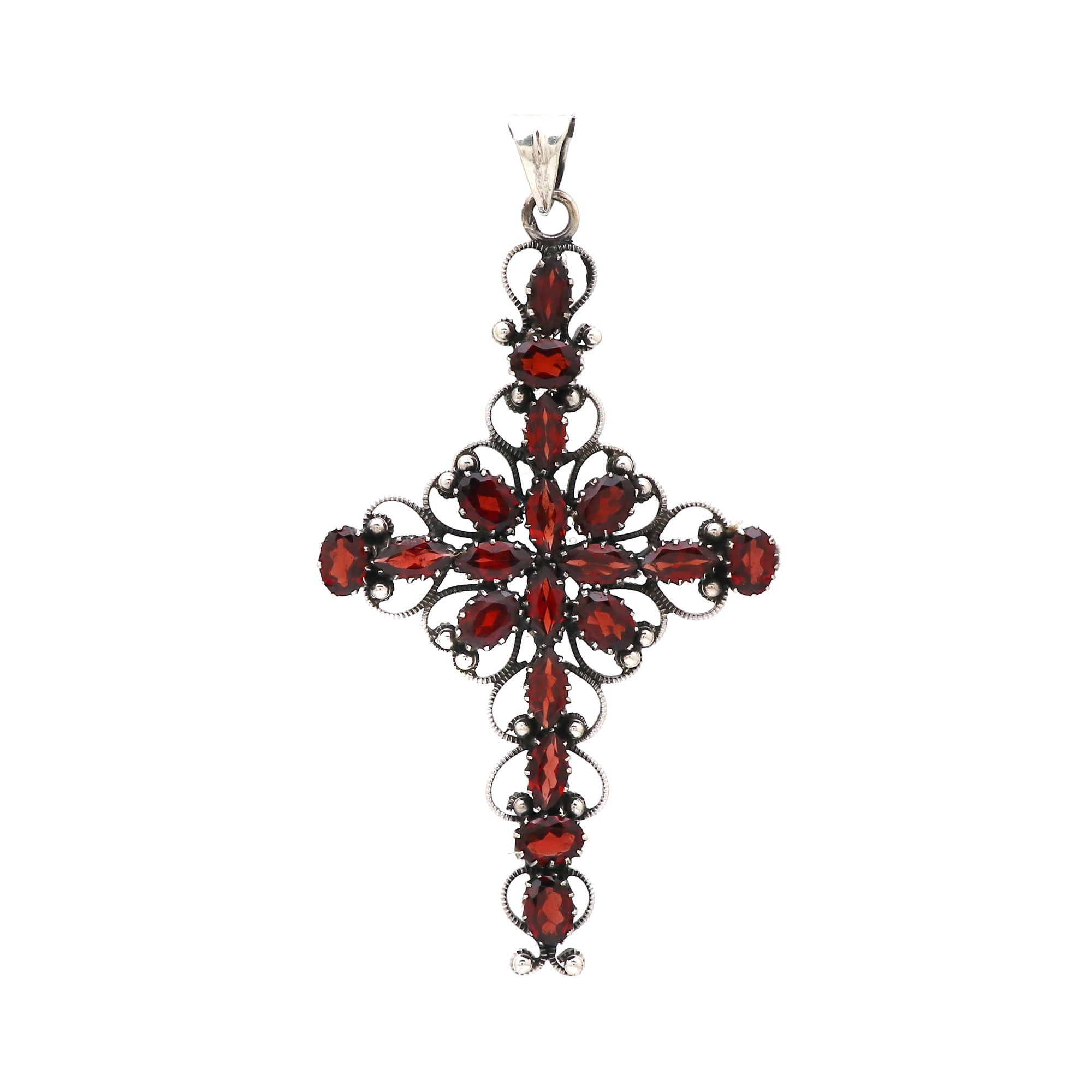 Precious Garnet Stone Cross Pendant