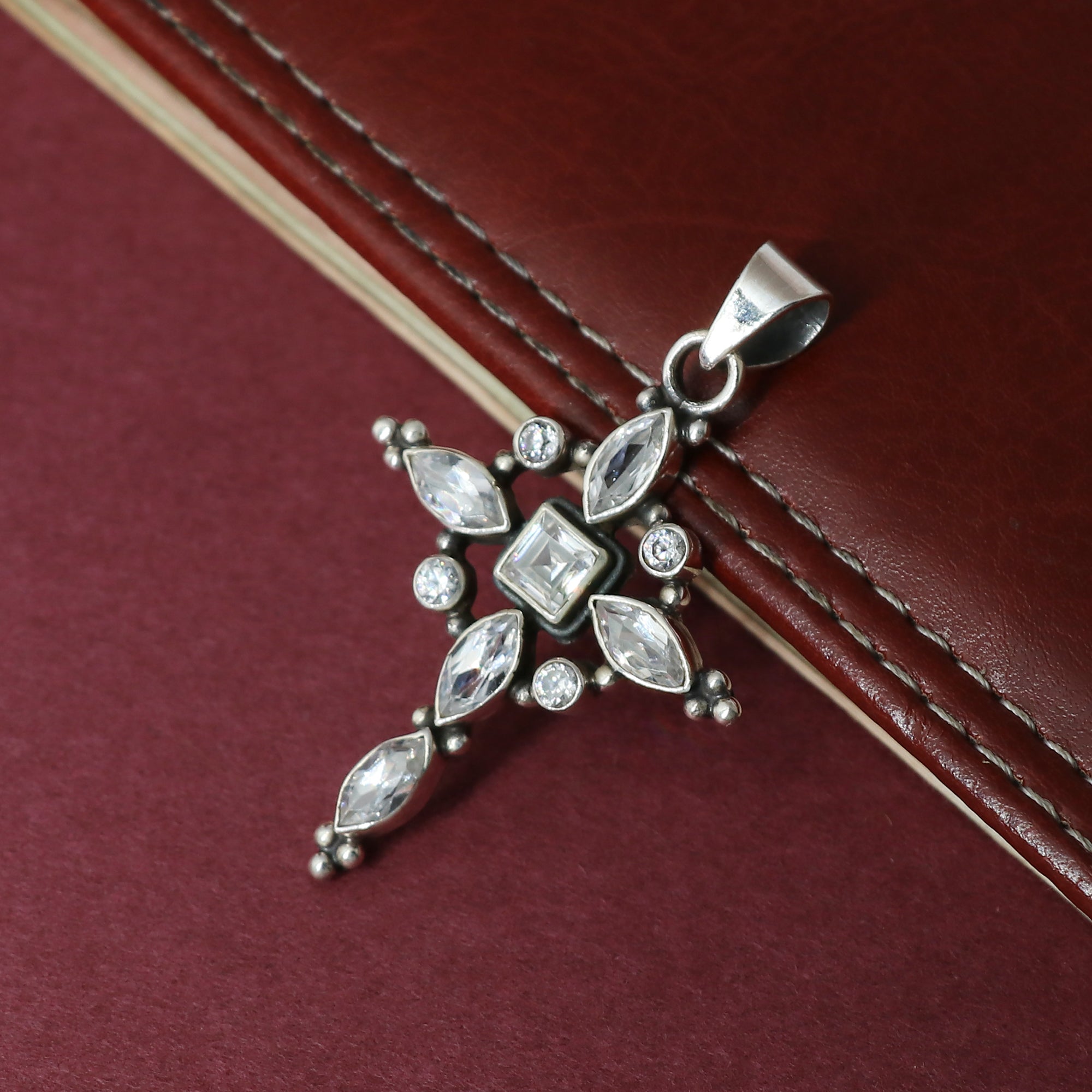 Precious Cubic Zirconia Stone Cross Pendant