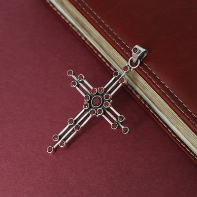 Precious Garnet Stone Cross Pendant