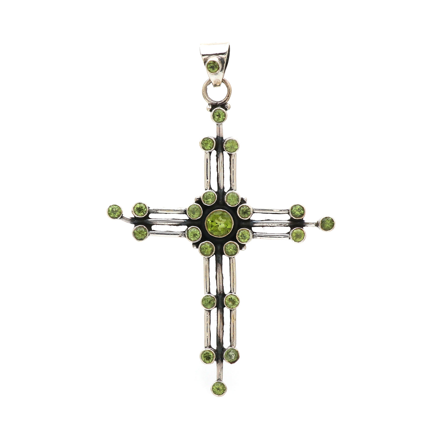 Precious Peridot Stone Cross Pendant