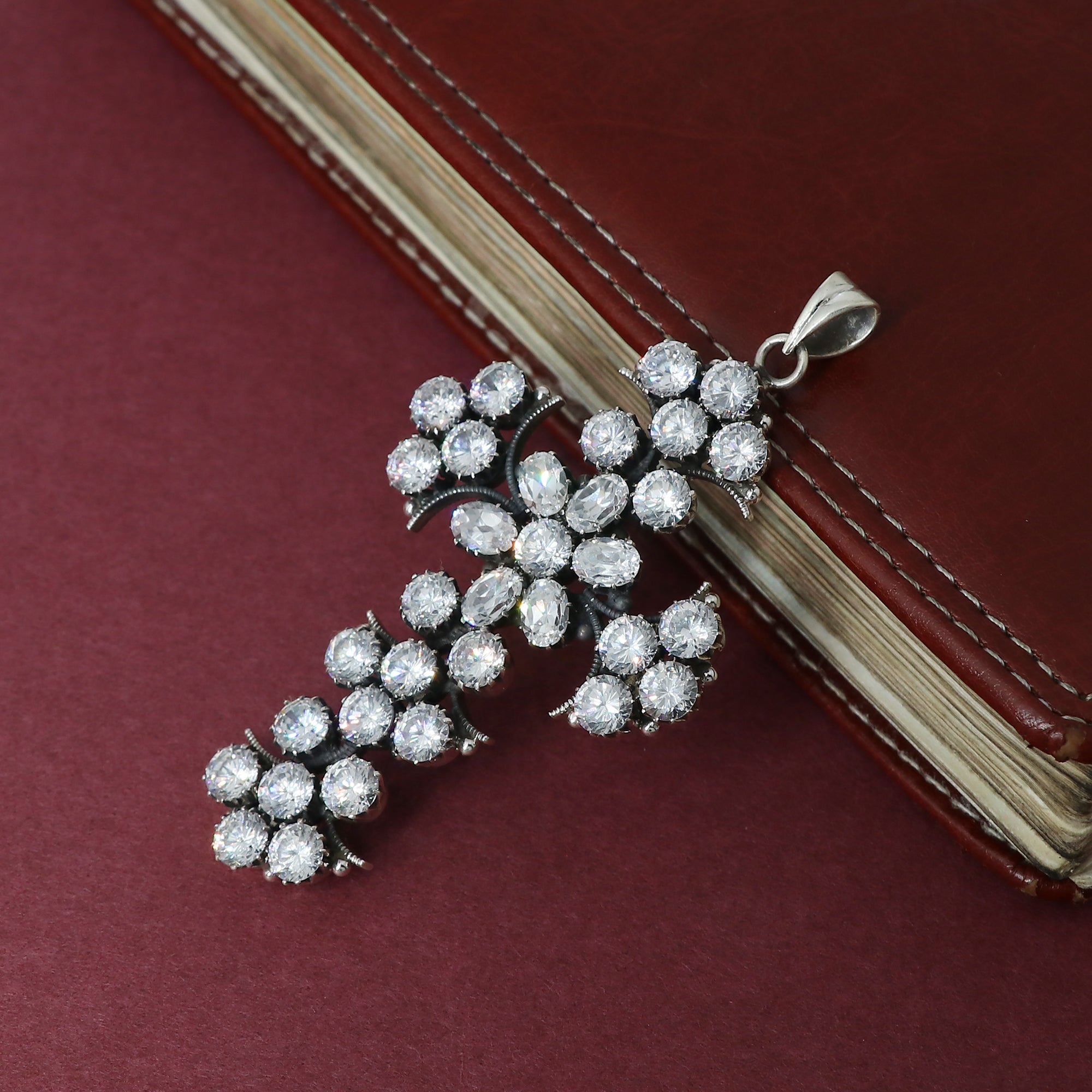 Designer Cubic Zirconia Stone Cross Pendant