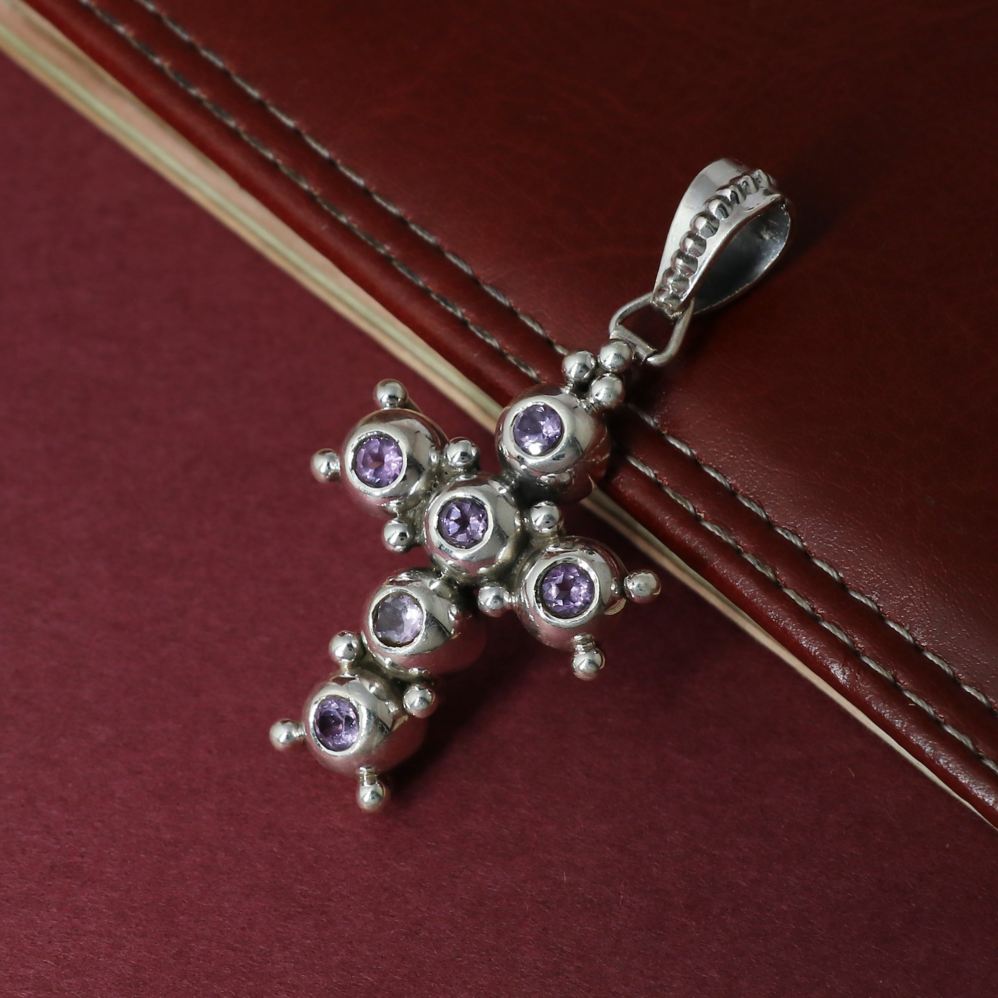 Designer Amethyst Stone Cross Pendant