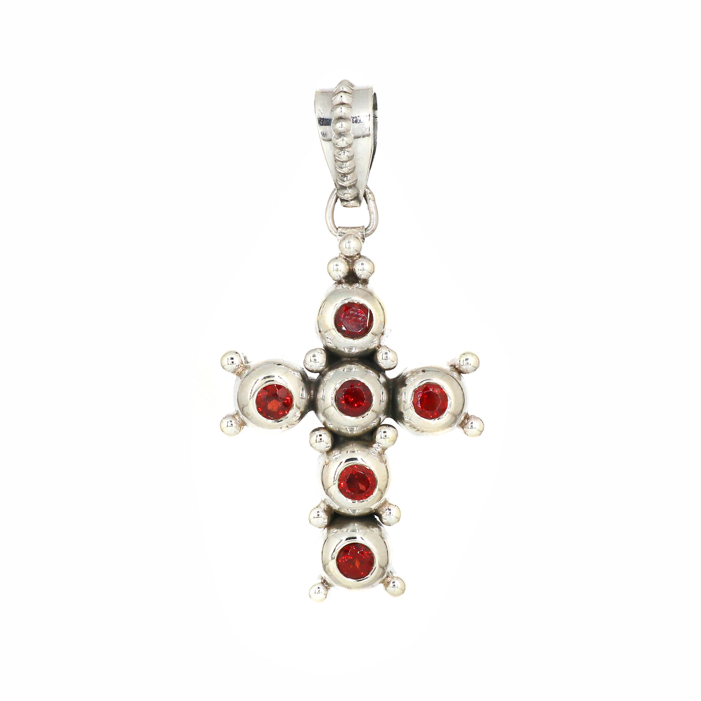 Designer Garnet Stone Cross Pendant