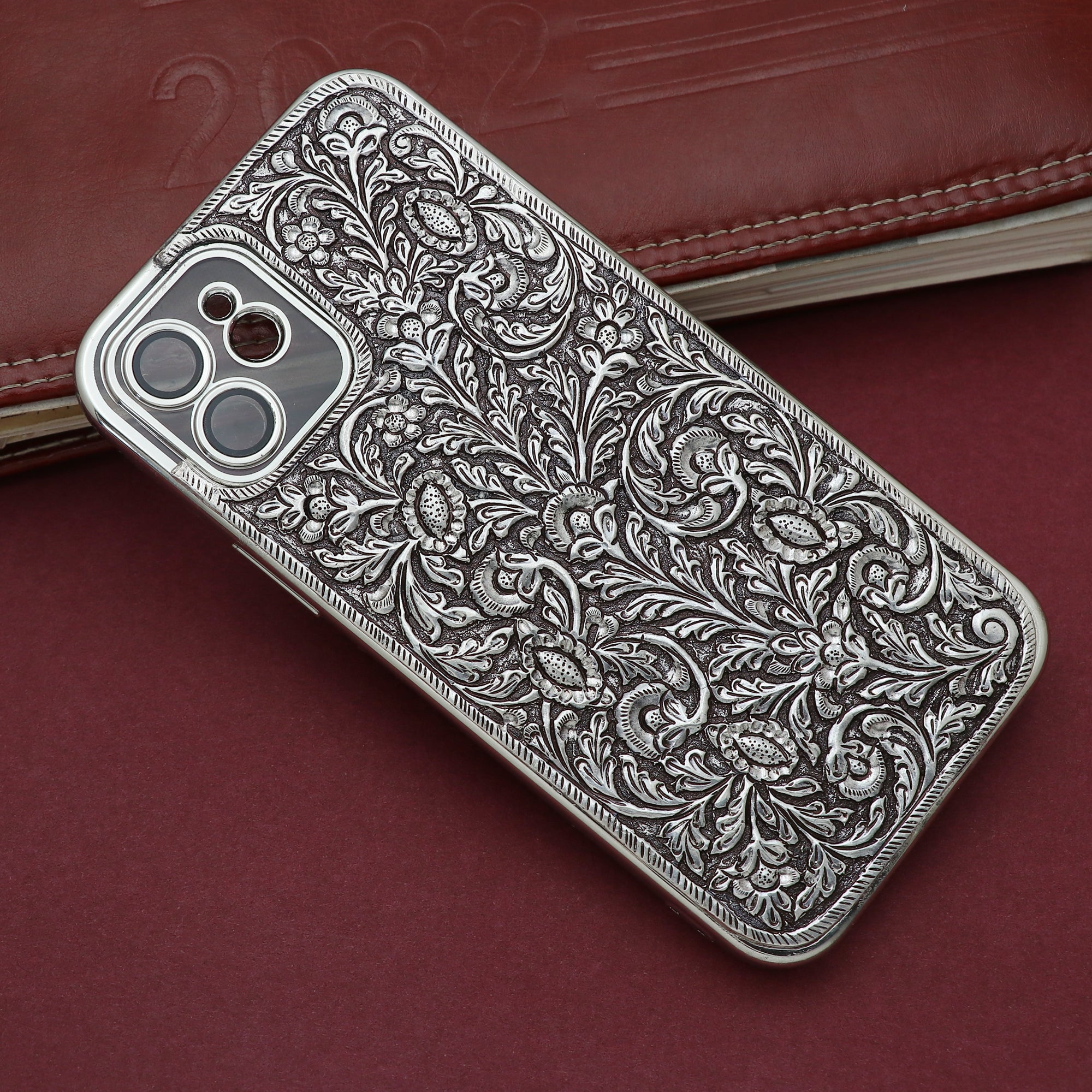 Silver Floral Phone Cover