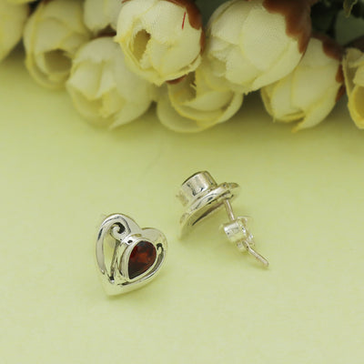 Heart Garnet Earring