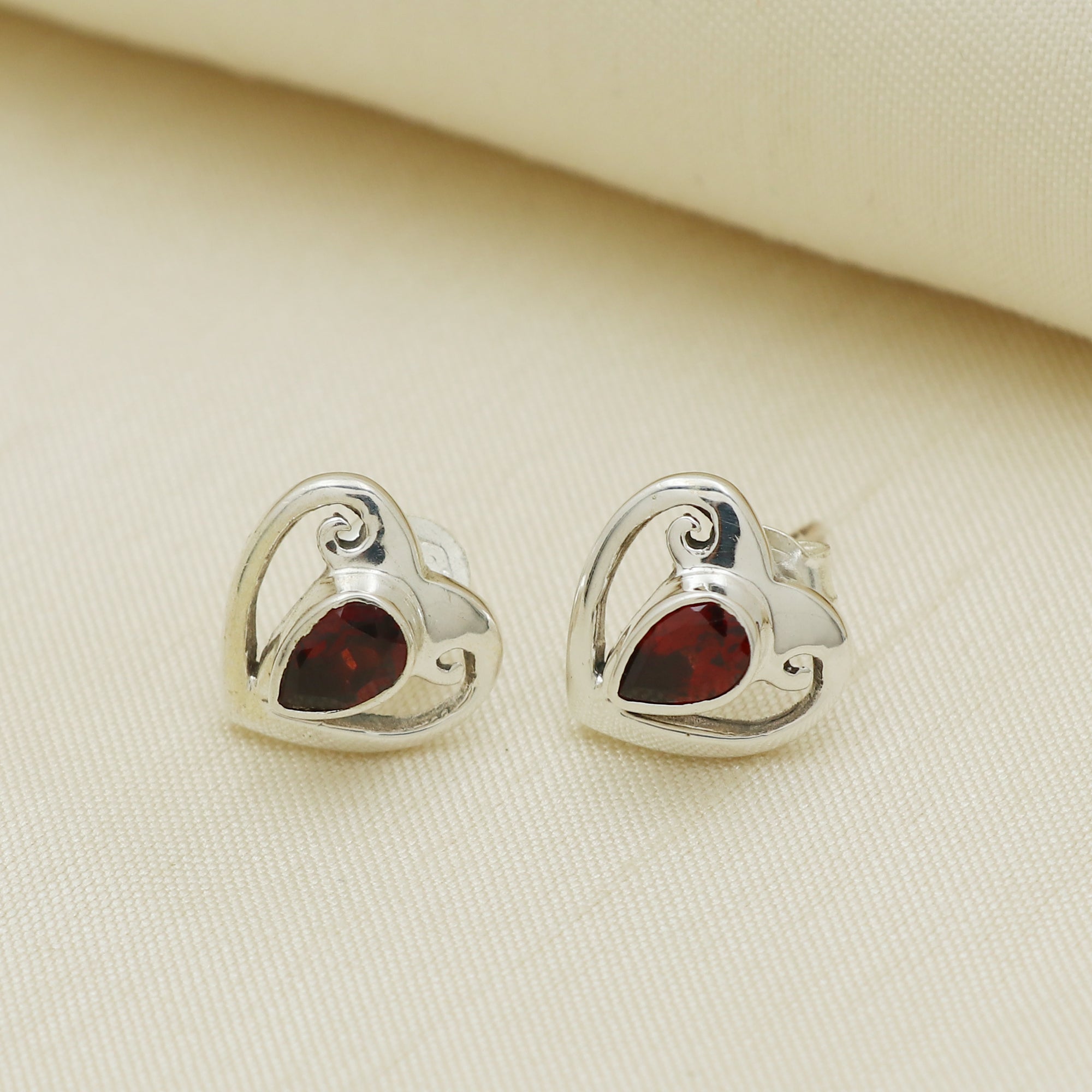 Heart Garnet Earring