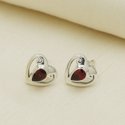 Heart Garnet Earring