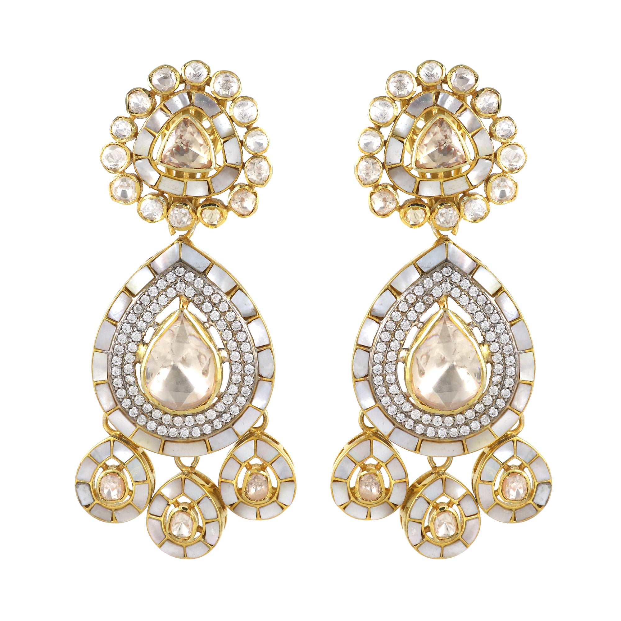 Moissanite Diamond Polki Earring